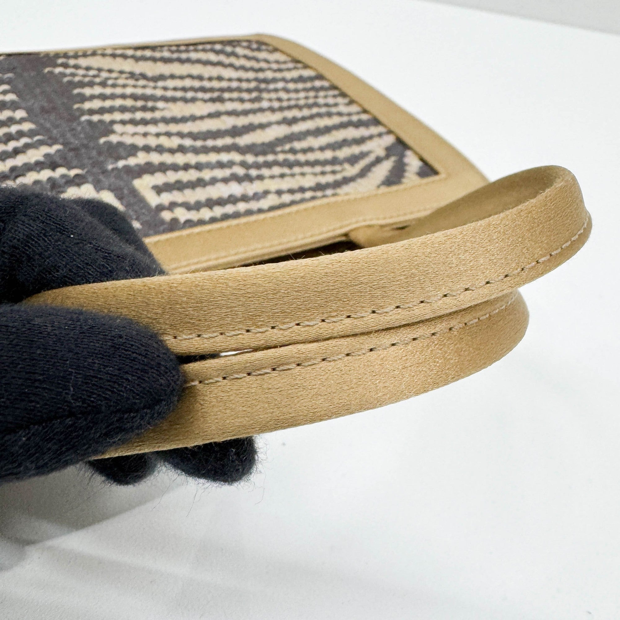 Silk Frame Gold and Brown Zebra Print Sequin Hand Bag