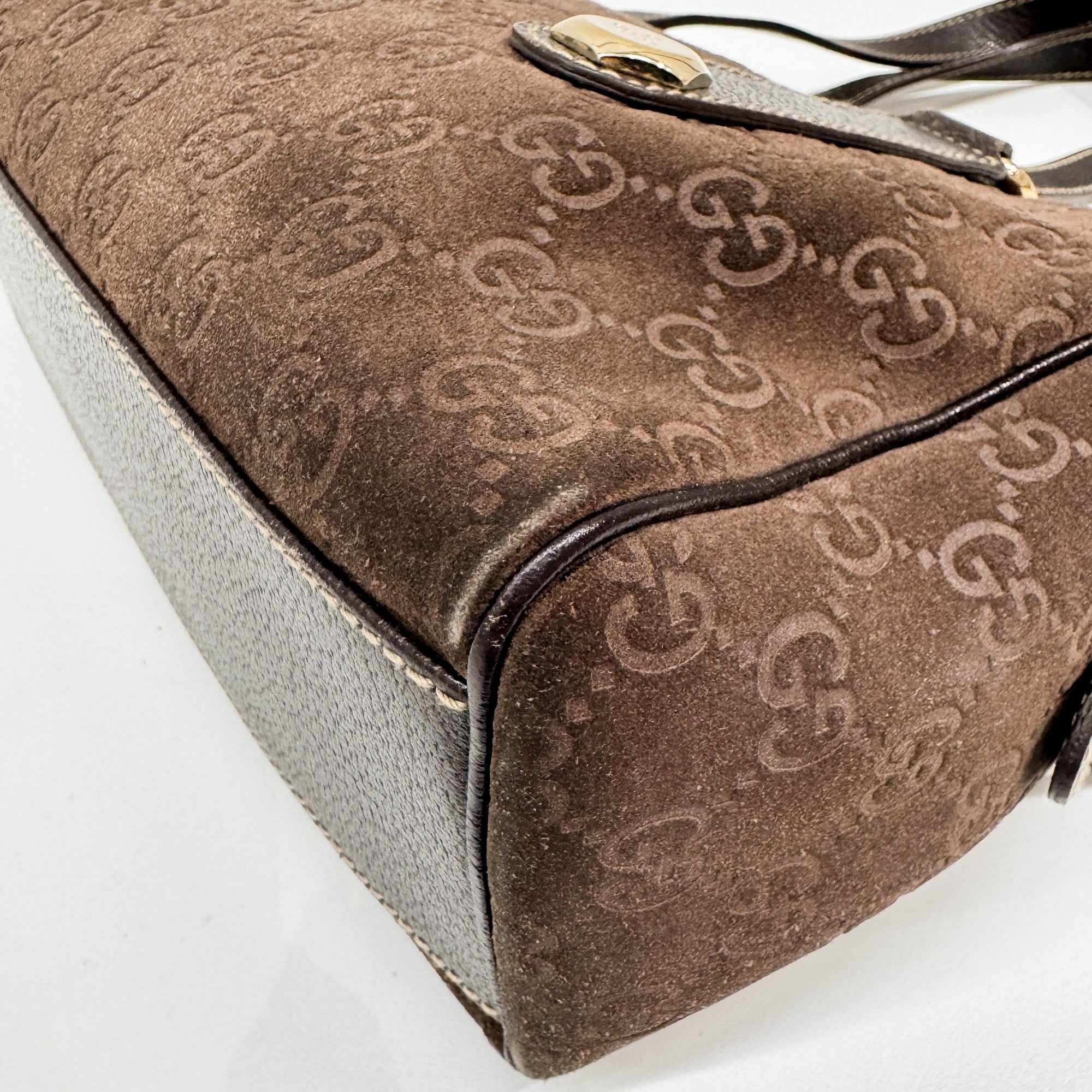 Brown GG Suede Shoulder Bag