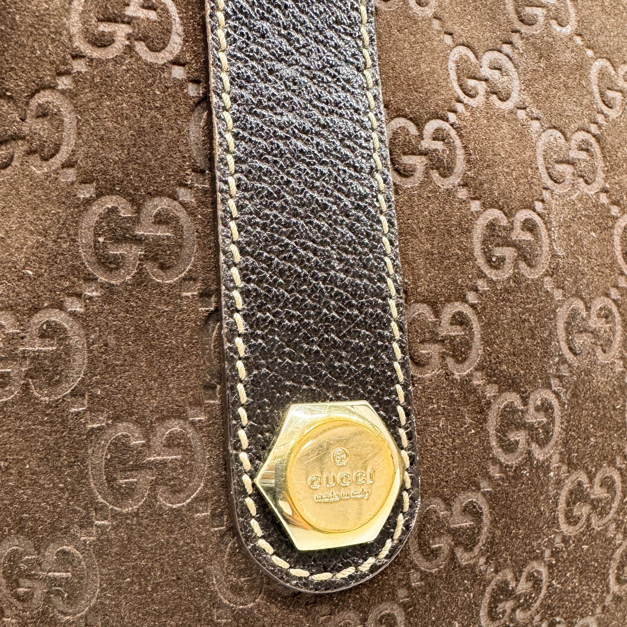 Brown GG Suede Shoulder Bag