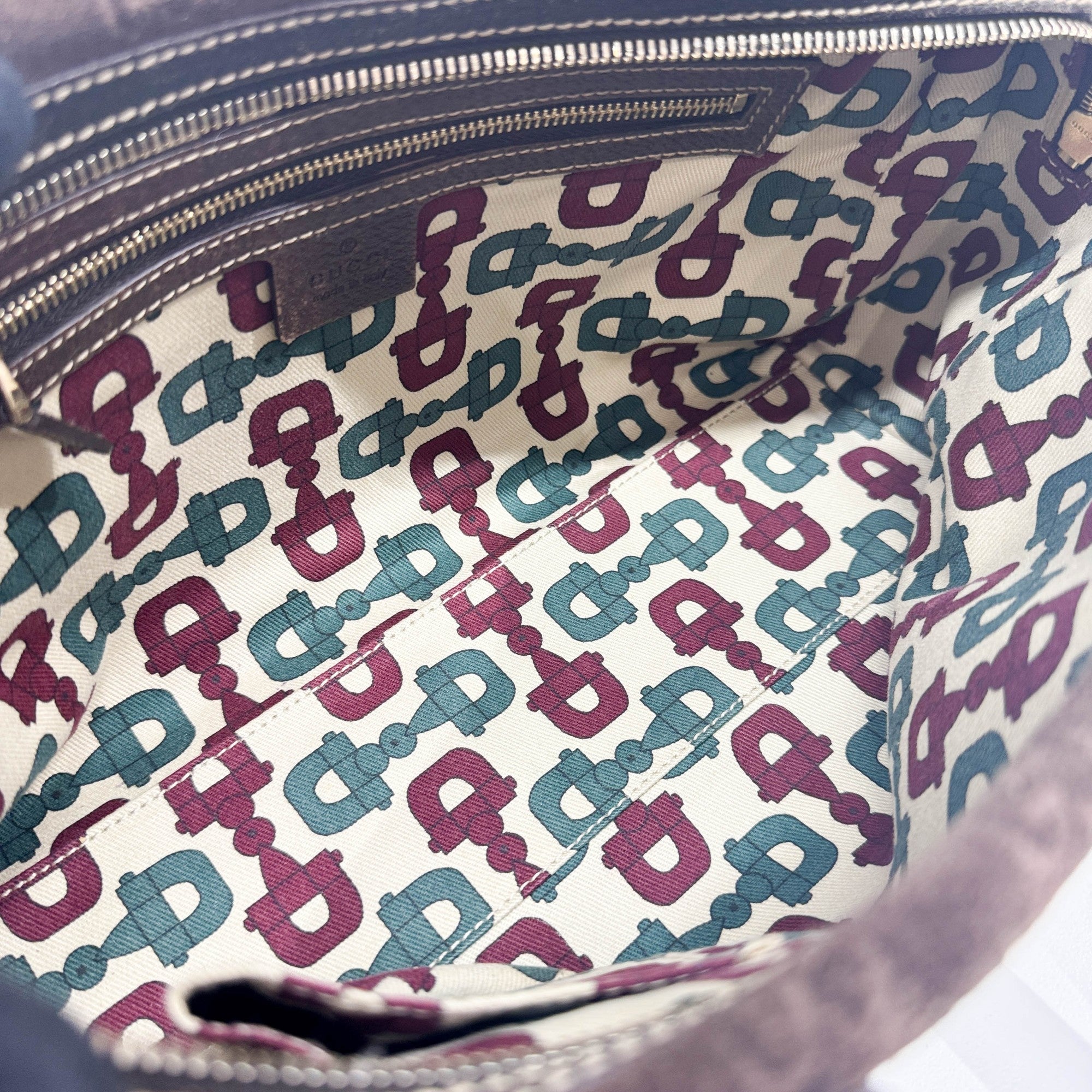 Brown GG Suede Shoulder Bag