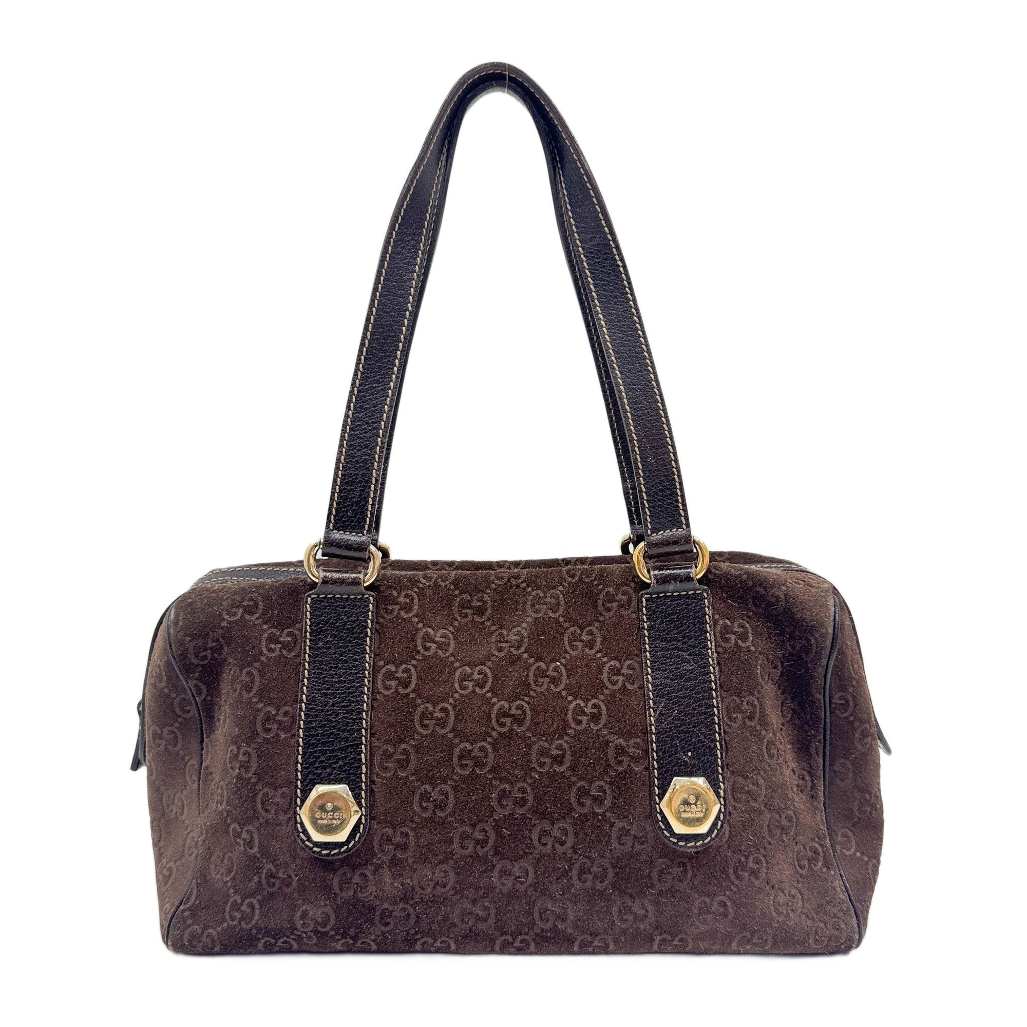 Brown GG Suede Shoulder Bag