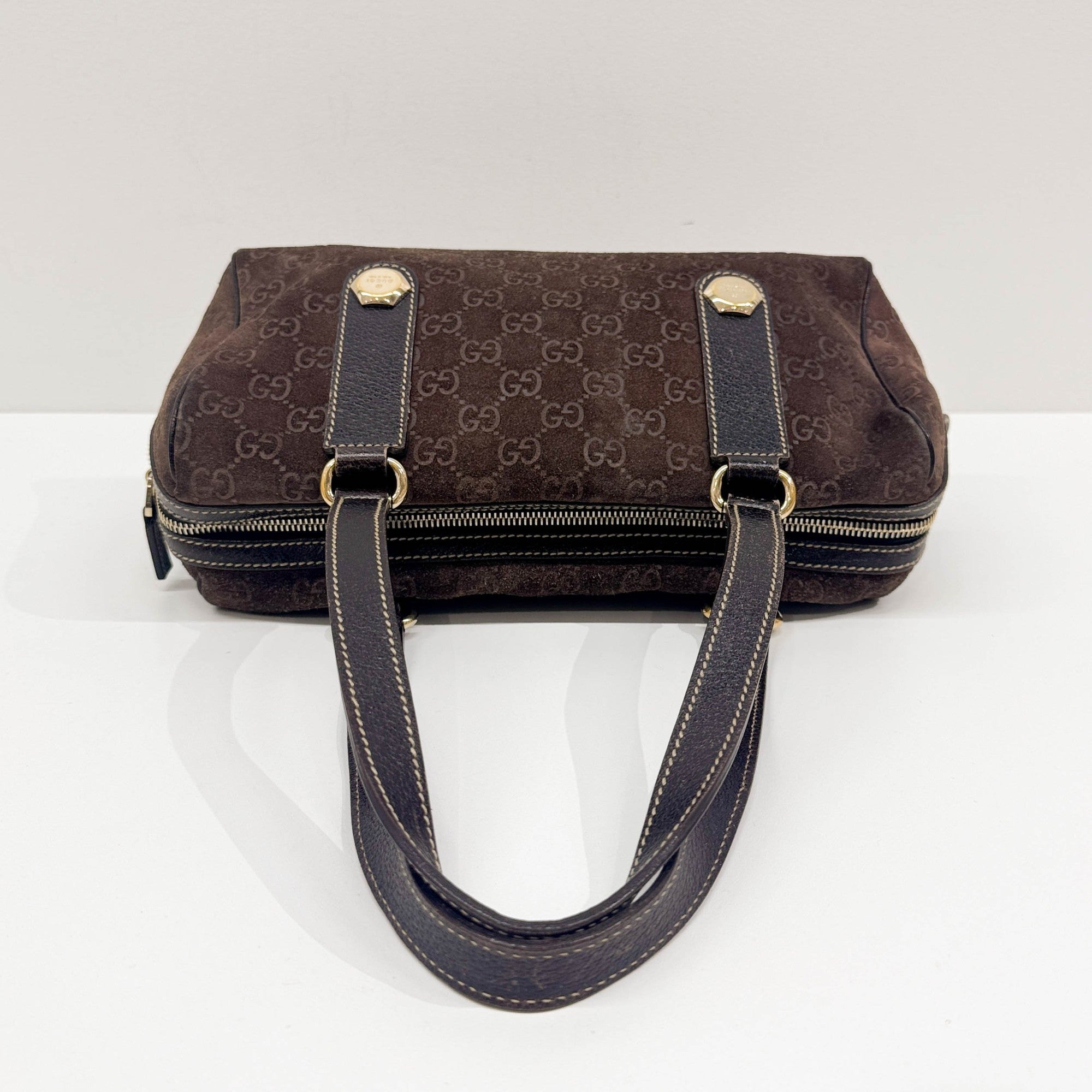 Brown GG Suede Shoulder Bag