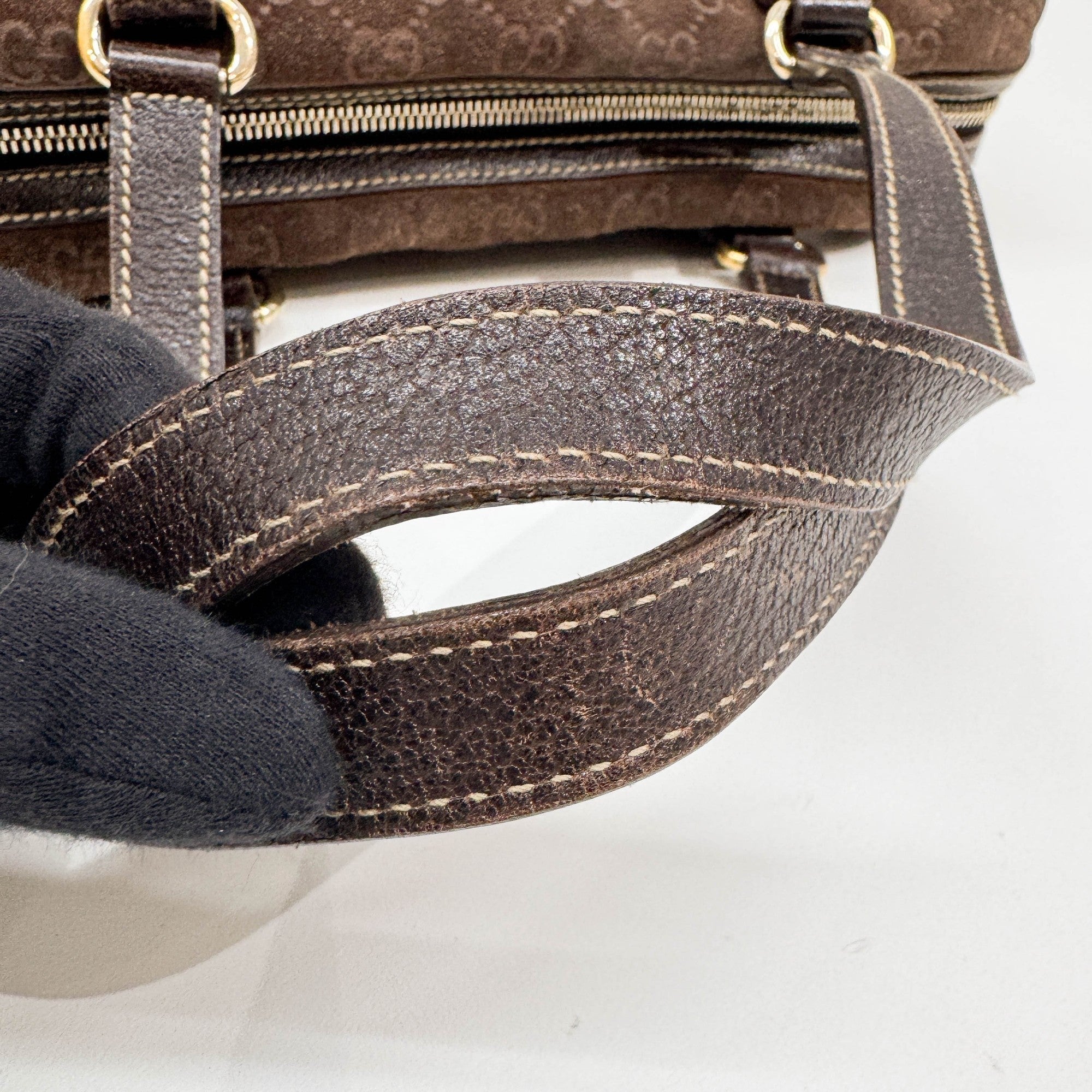 Brown GG Suede Shoulder Bag