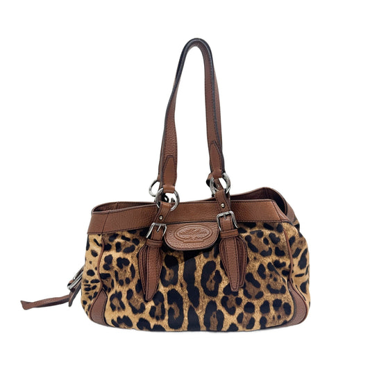 Brown Leopard Print Cotton Shoulder Bag