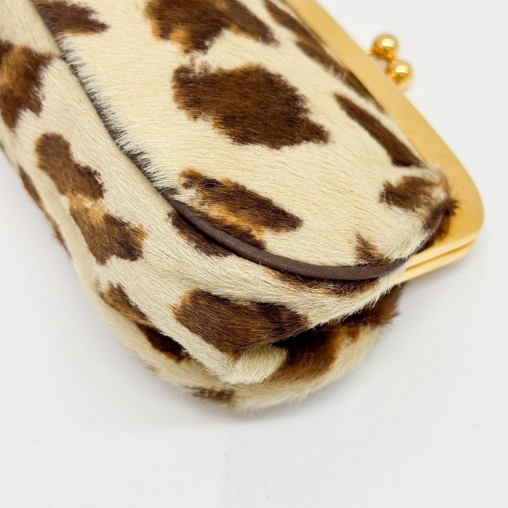 Brown Leopard Print Pony Hair Coin Pouch