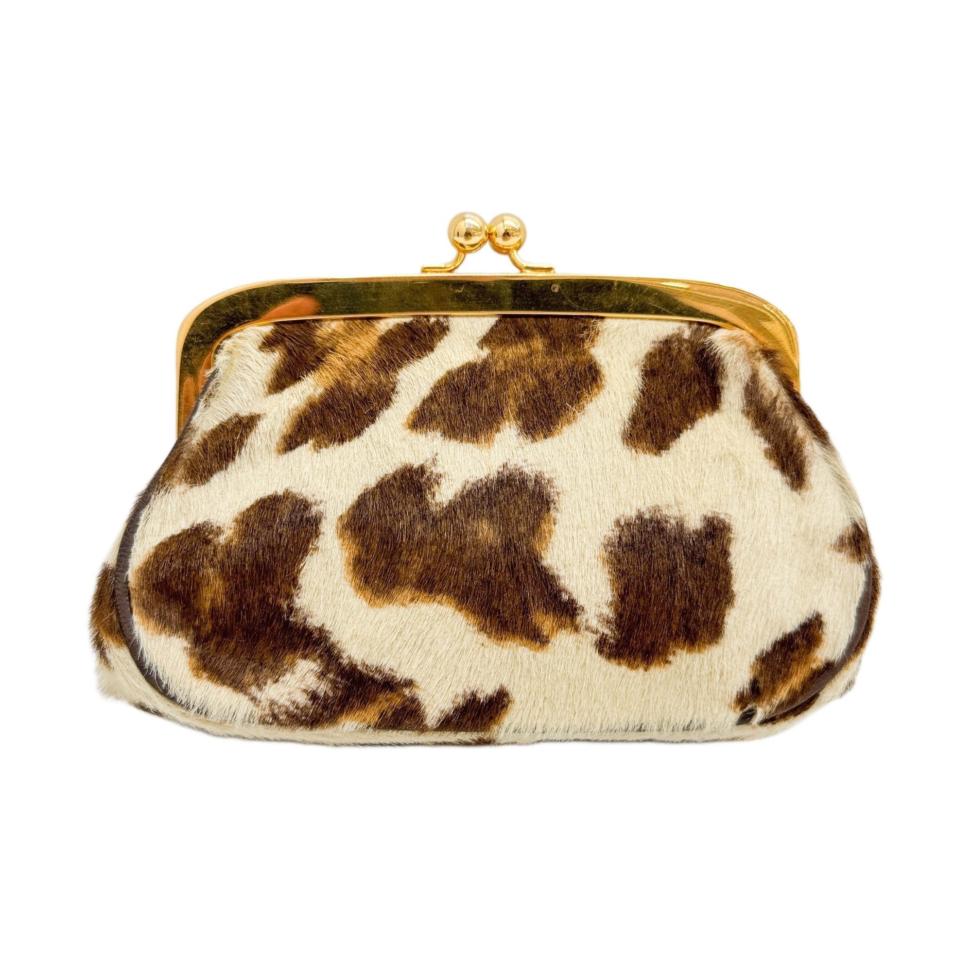 Brown Leopard Print Pony Hair Coin Pouch
