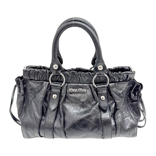 Vitello Black Leather Two-Way Bag