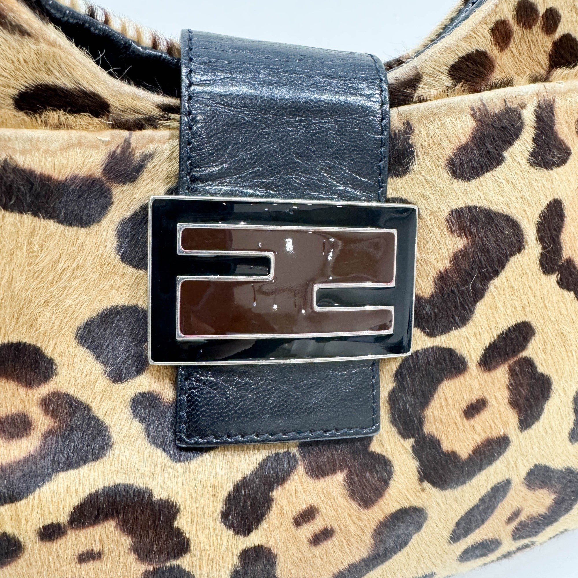 Brown Leopard Print Pony Hair Shoulder Bag