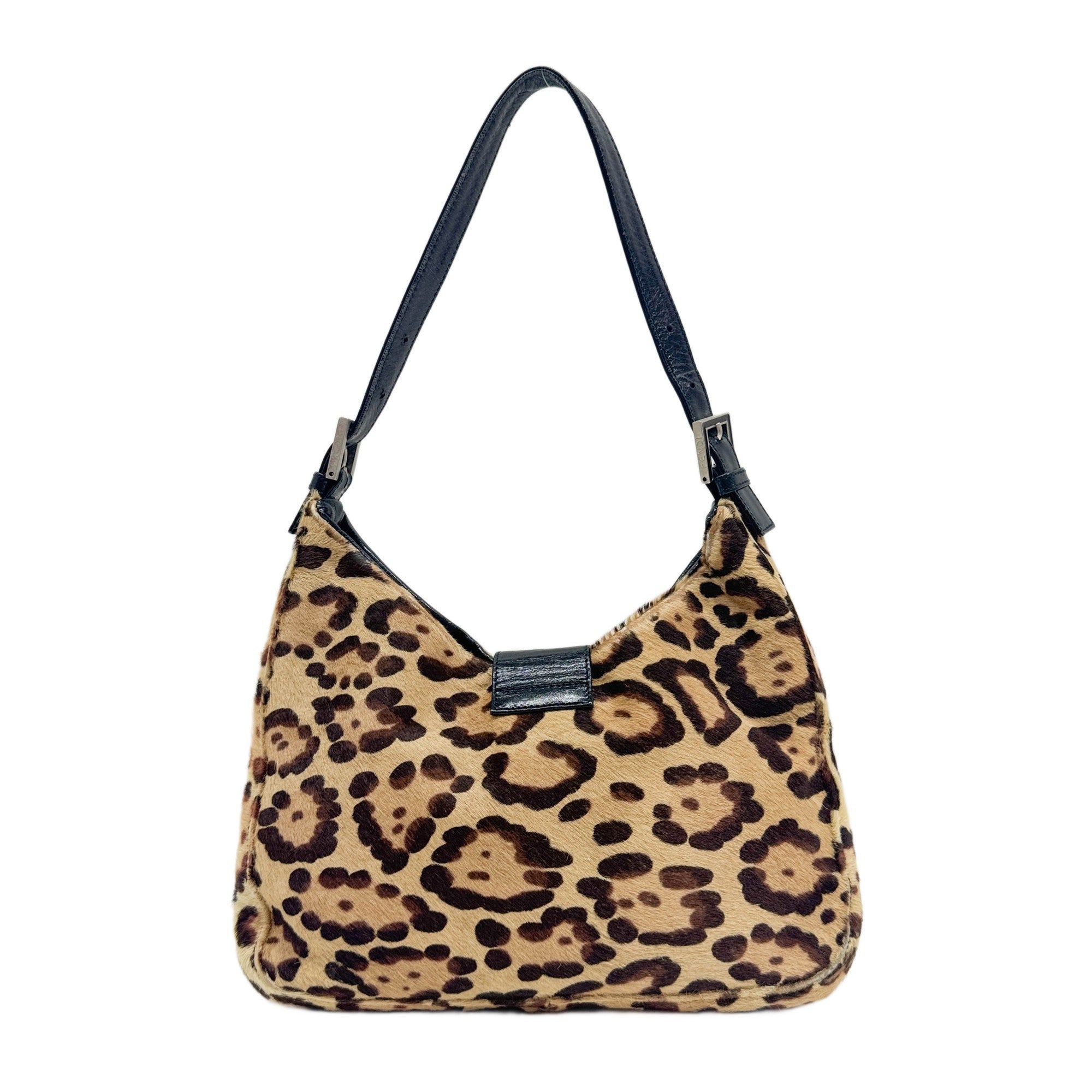 Brown Leopard Print Pony Hair Shoulder Bag