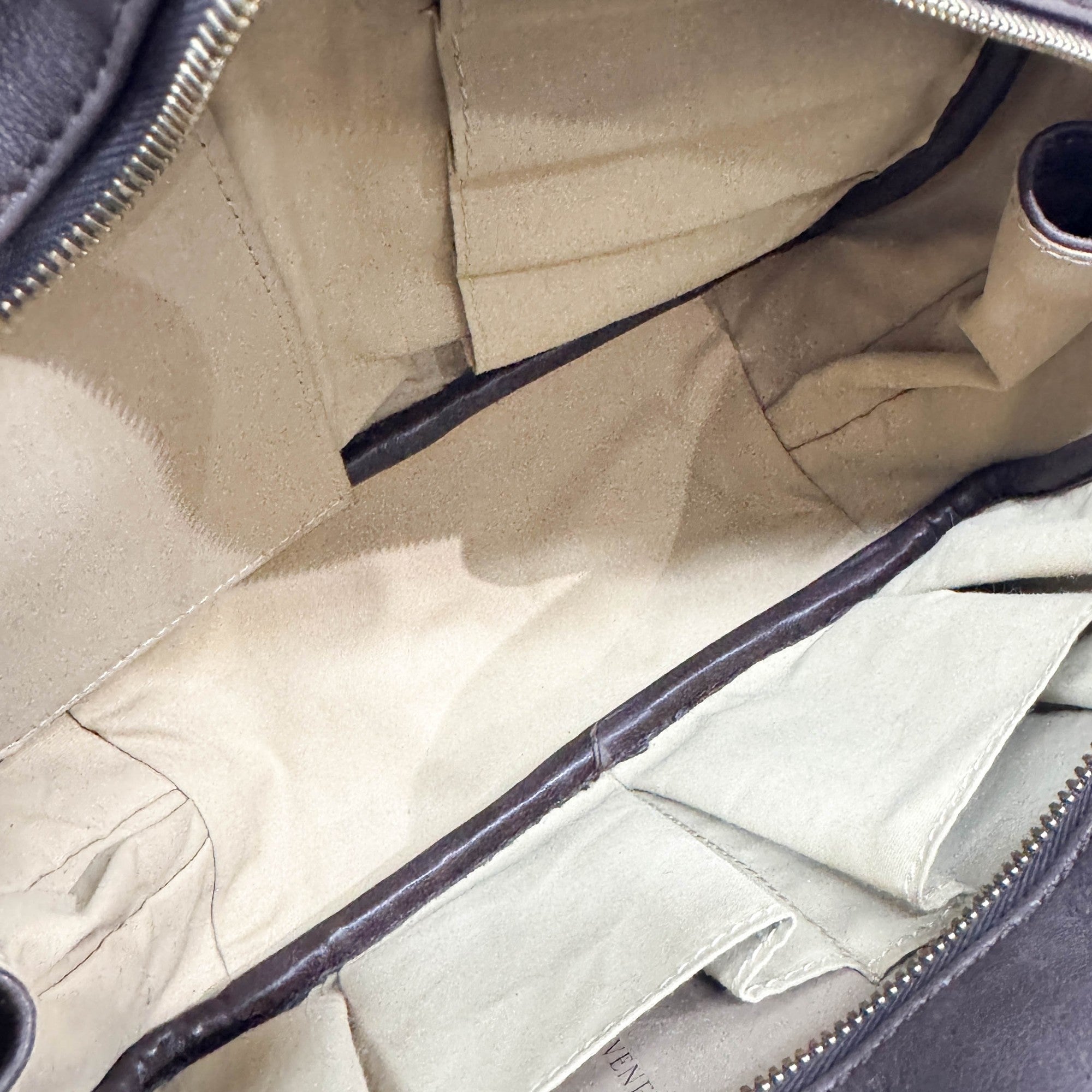 Intrecciato Brown Leather Make Up Pouch