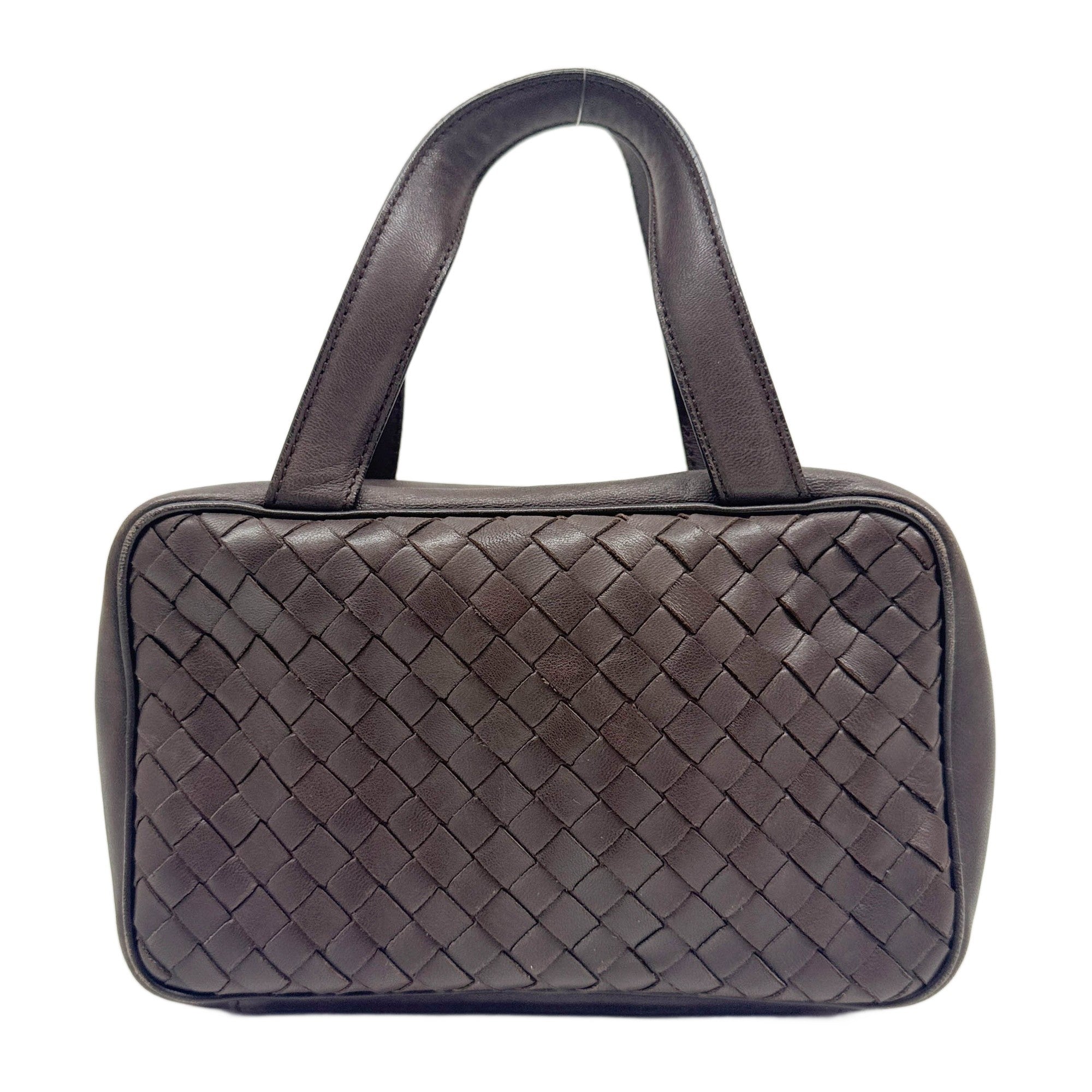 Intrecciato Brown Leather Make Up Pouch