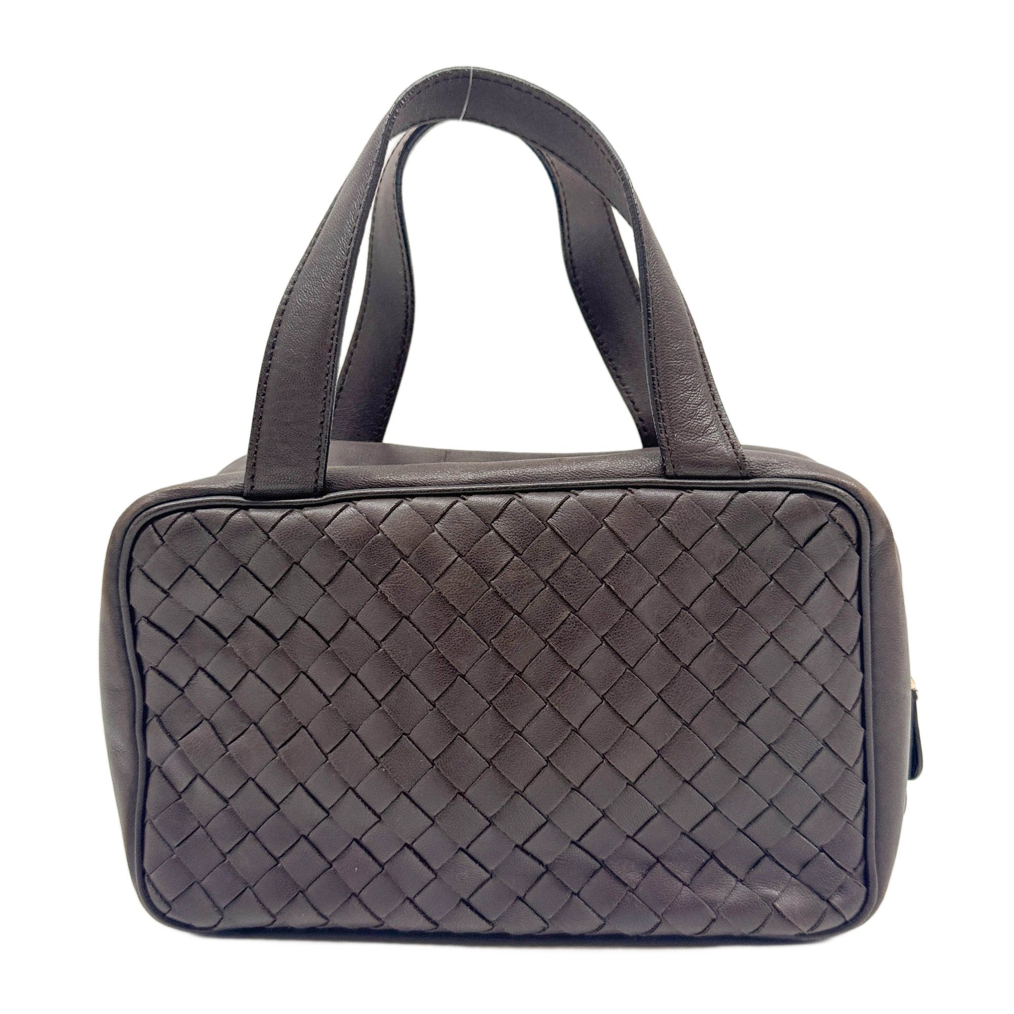 Intrecciato Brown Leather Make Up Pouch