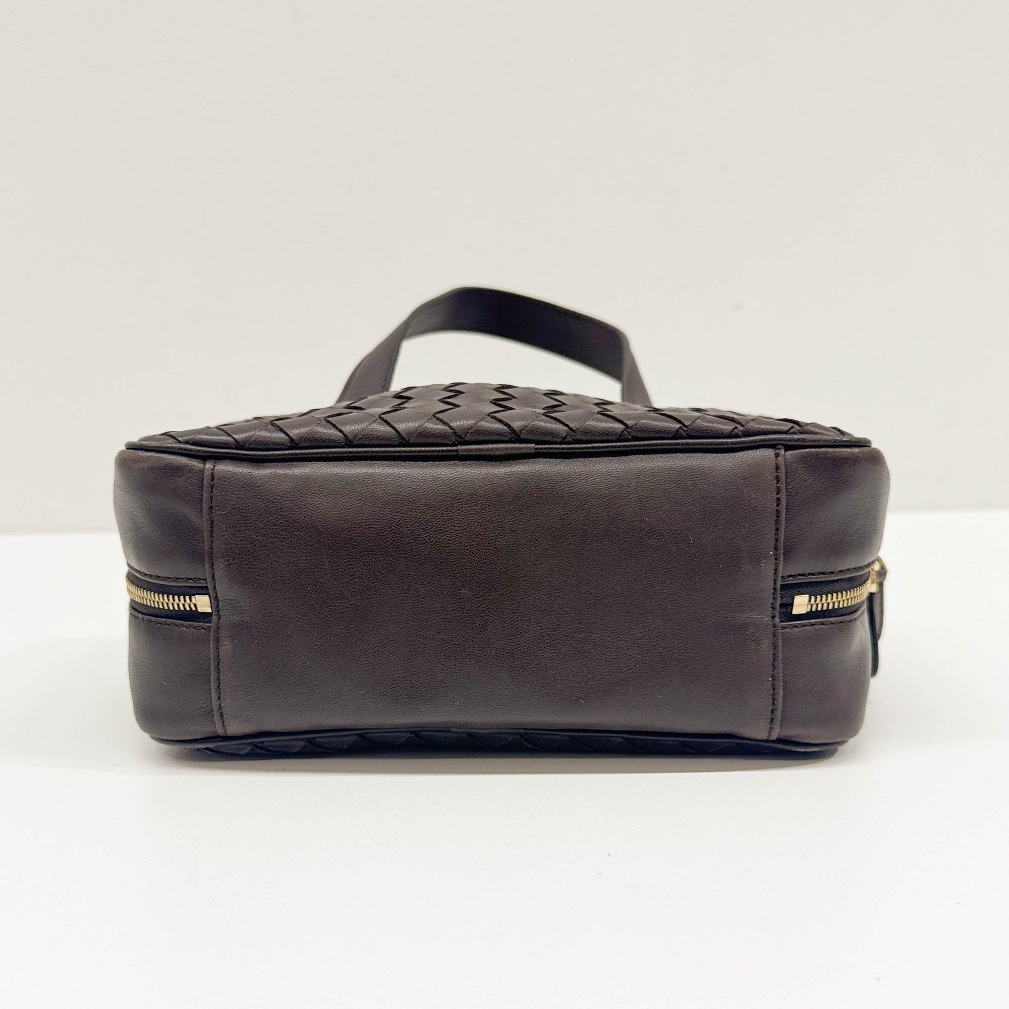 Intrecciato Brown Leather Make Up Pouch