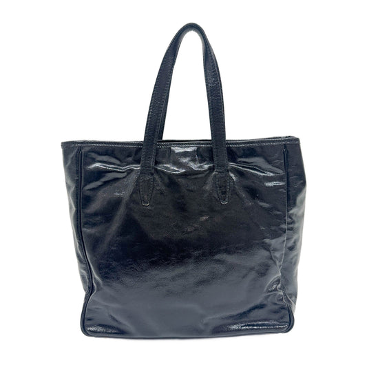 Y-Mail Black Patent Leather Tote Bag