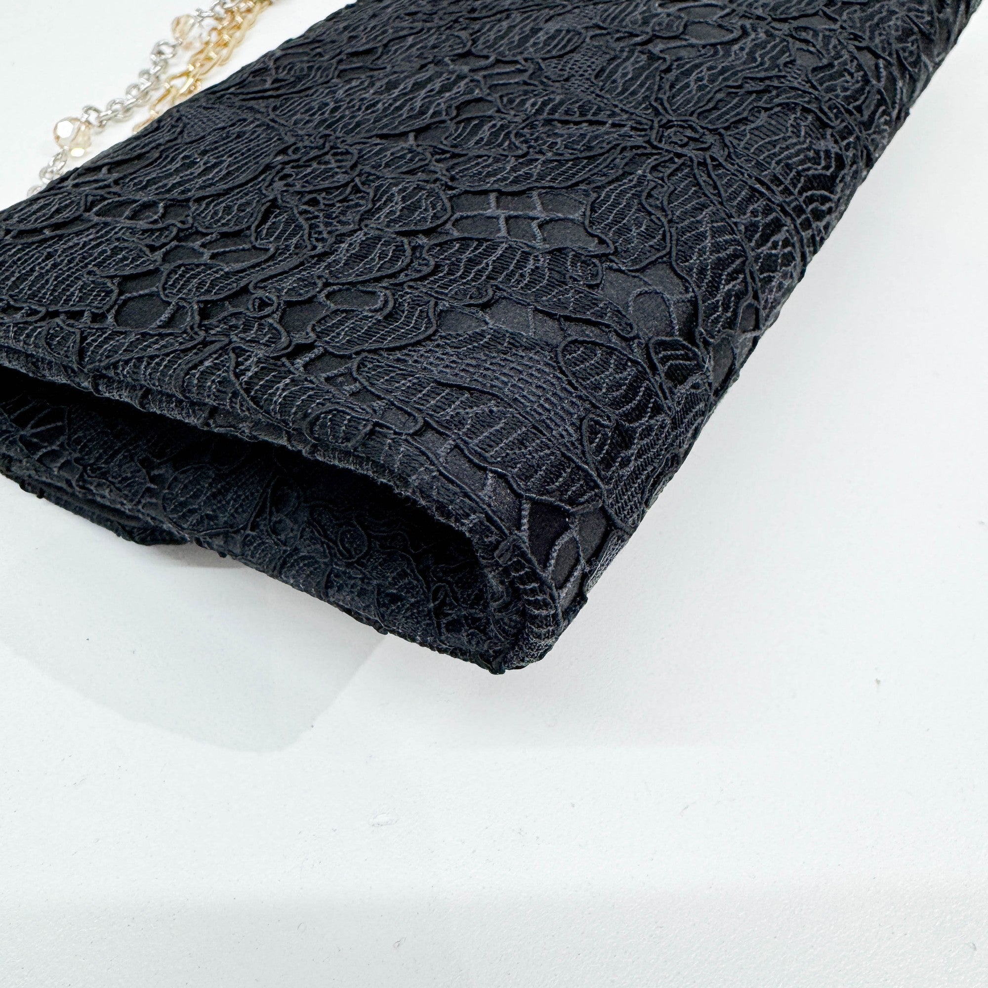 Black Satin & Lace Two Way Bag