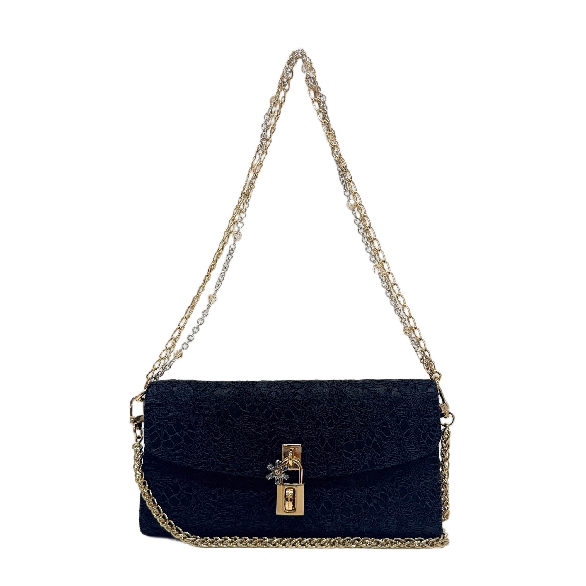 Black Satin & Lace Two Way Bag