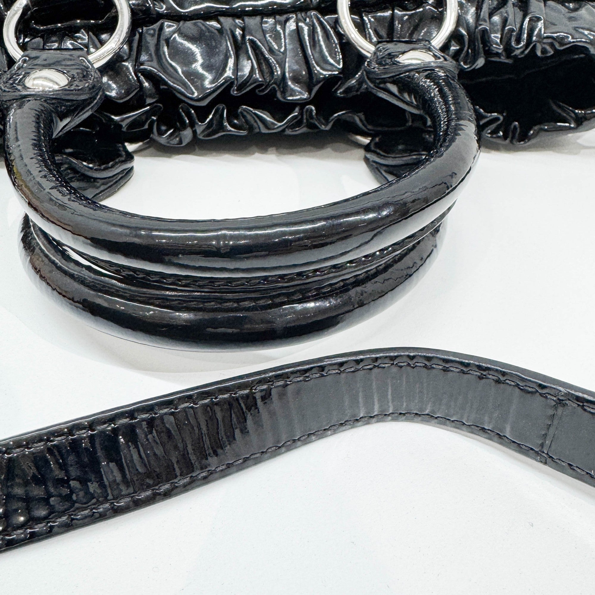 Vitello Black Patent Leather Two Way Bag