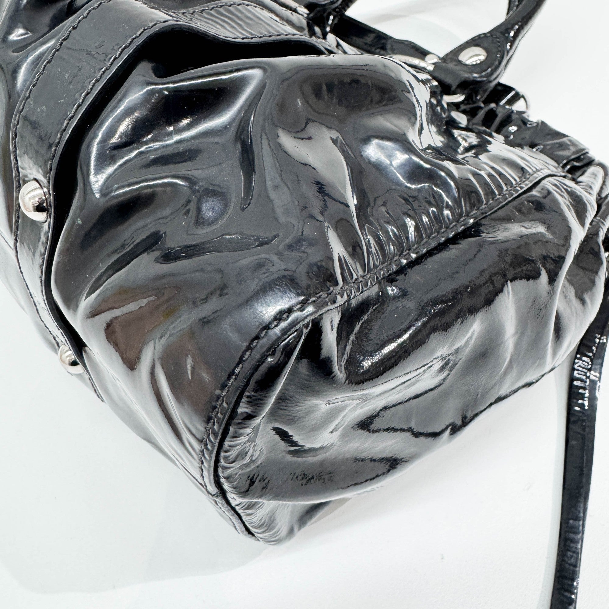 Vitello Black Patent Leather Two Way Bag