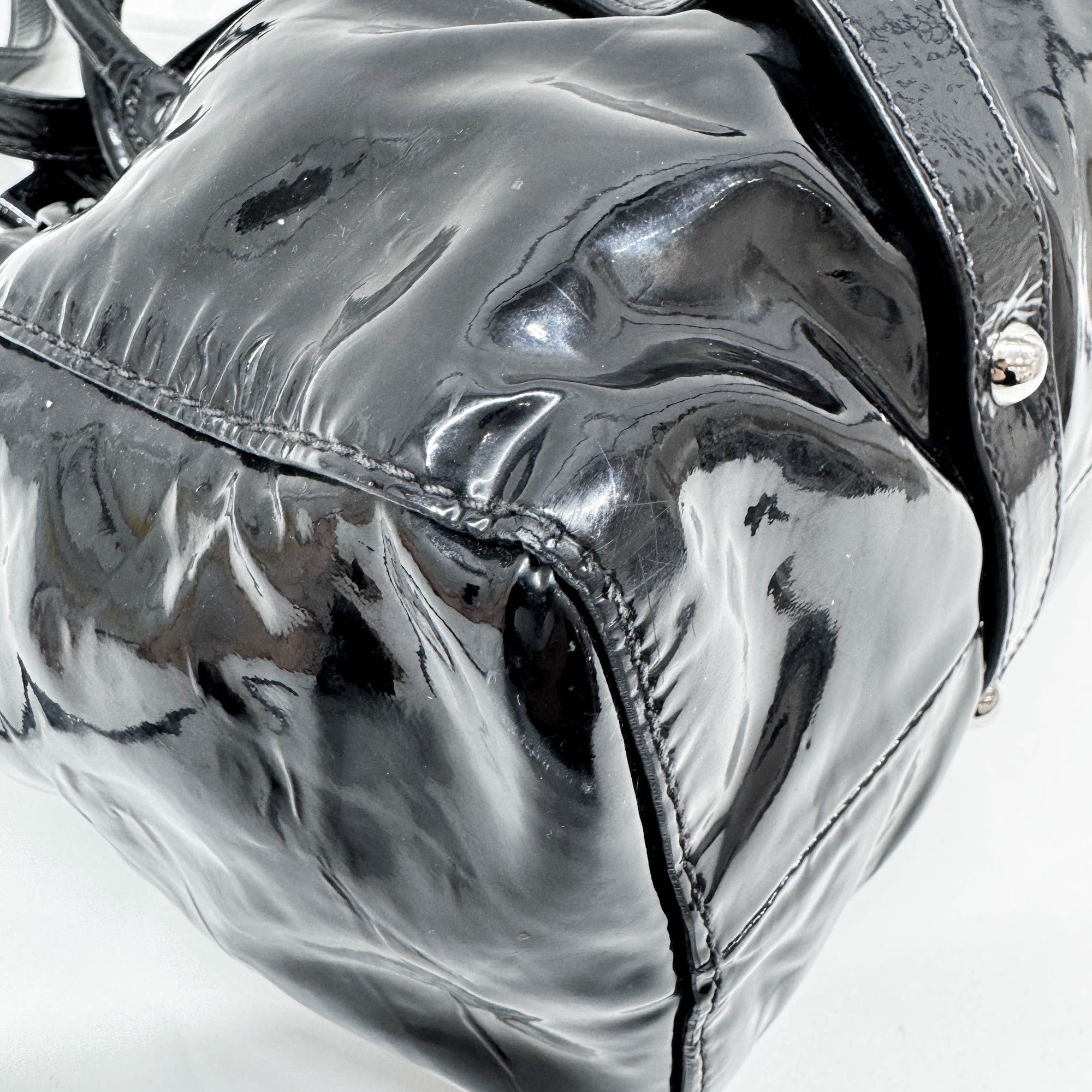 Vitello Black Patent Leather Two Way Bag