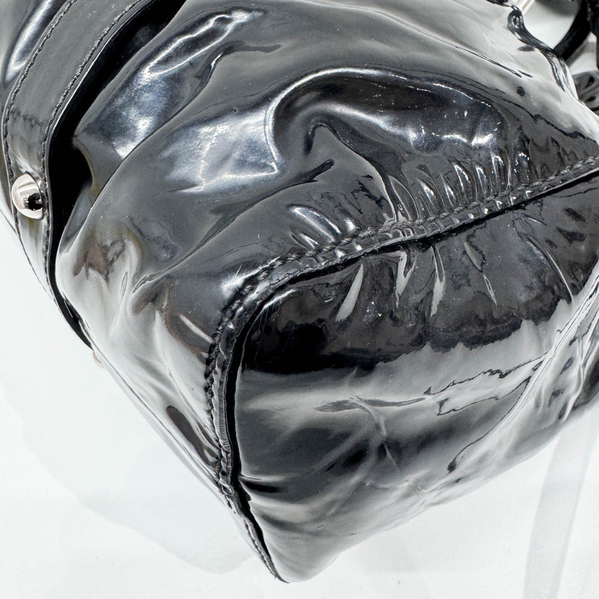 Vitello Black Patent Leather Two Way Bag