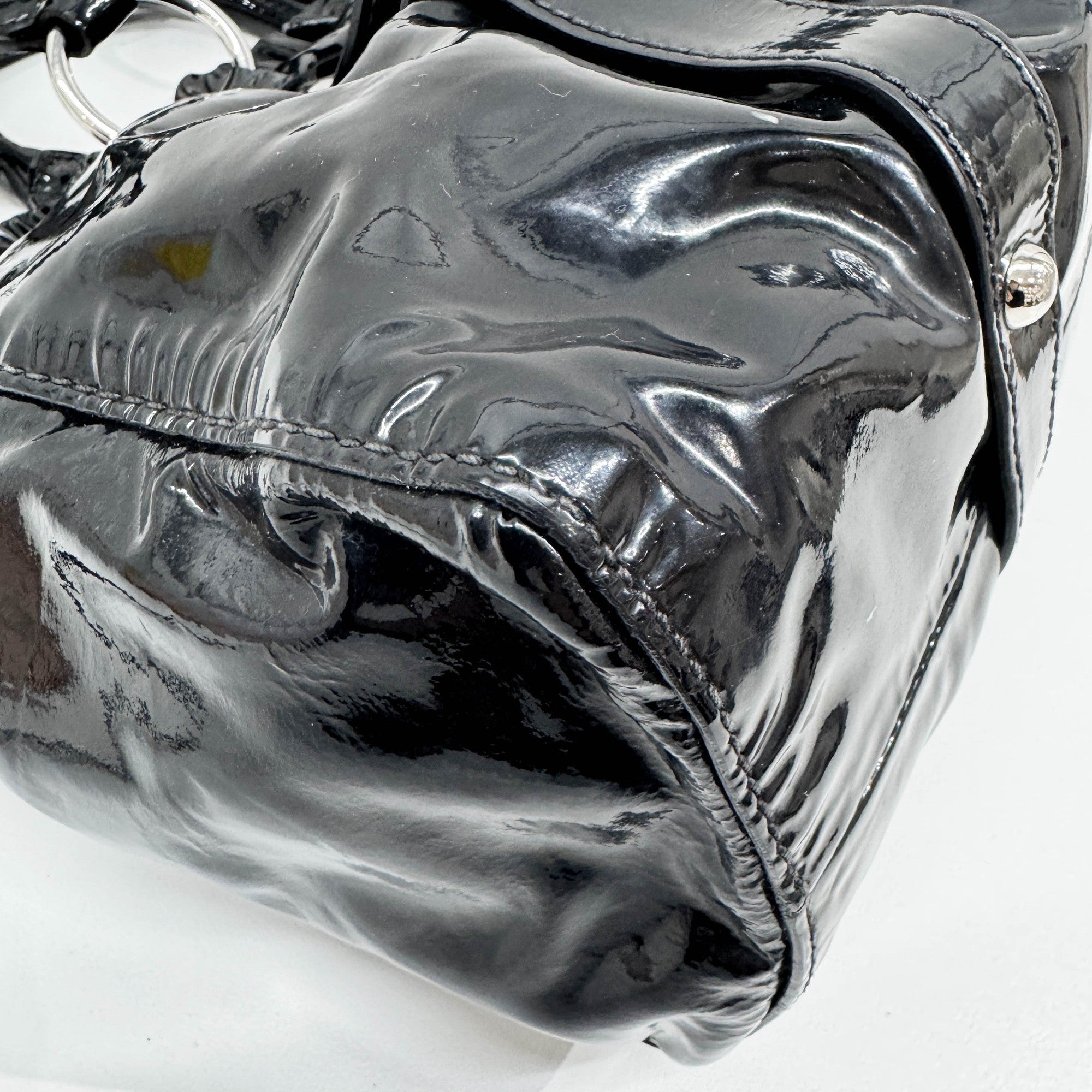 Vitello Black Patent Leather Two Way Bag