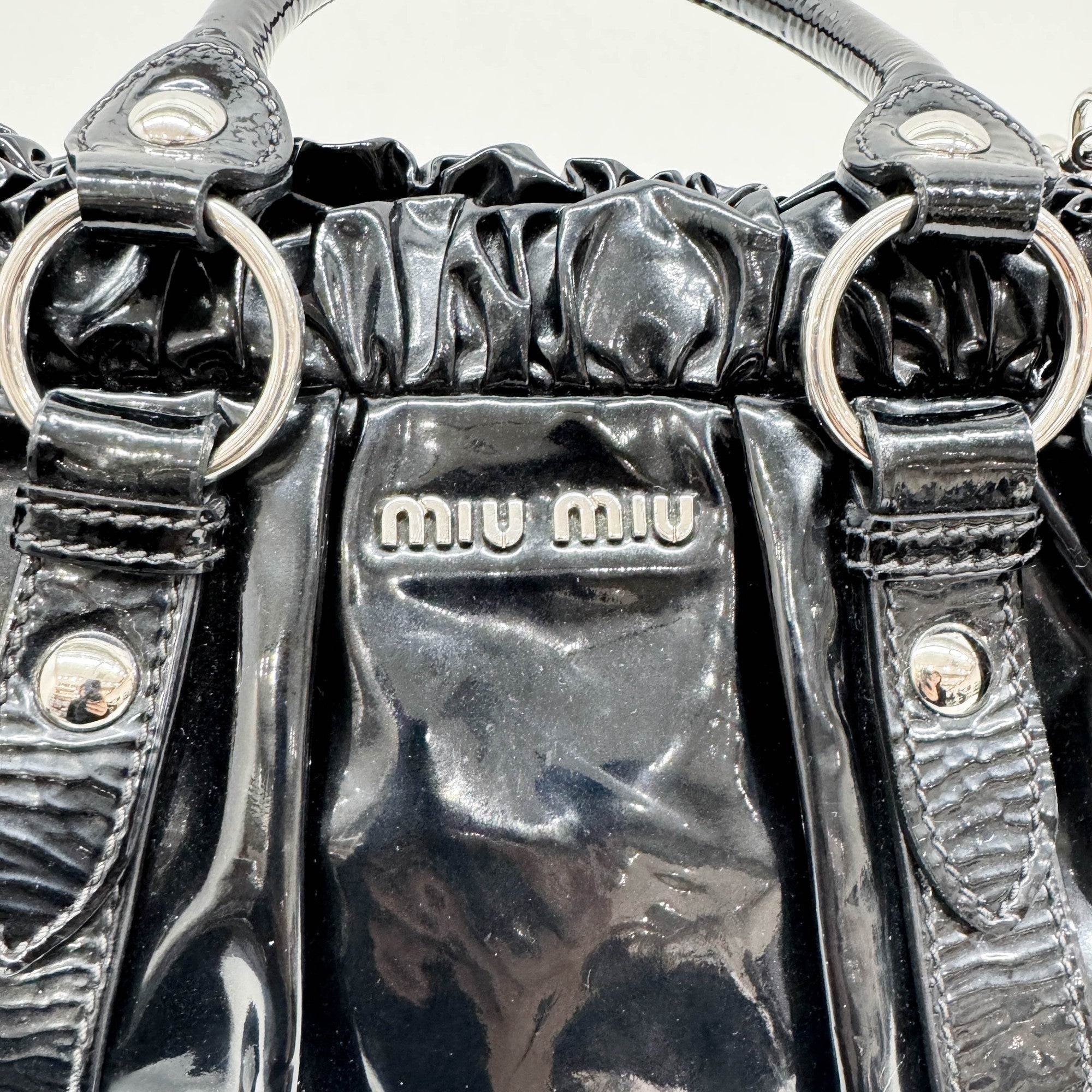 Vitello Black Patent Leather Two Way Bag