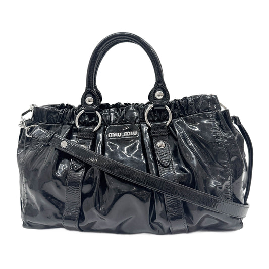Vitello Black Patent Leather Two Way Bag