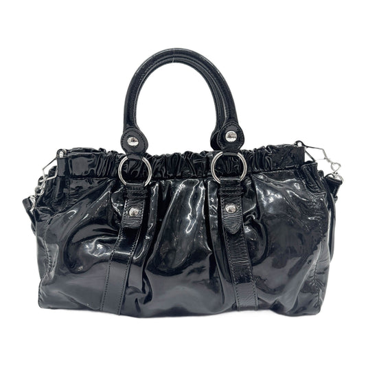 Vitello Black Patent Leather Two Way Bag