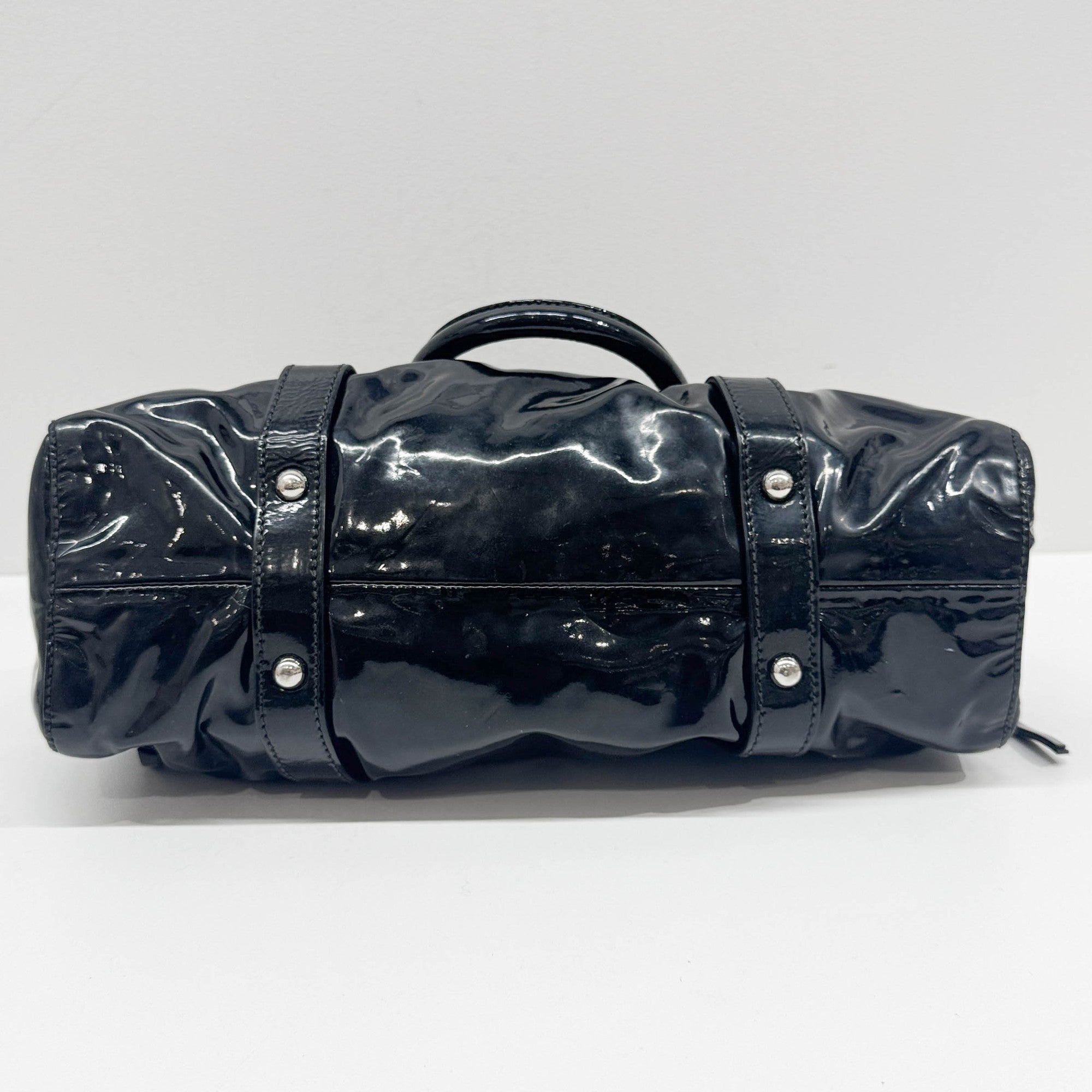 Vitello Black Patent Leather Two Way Bag