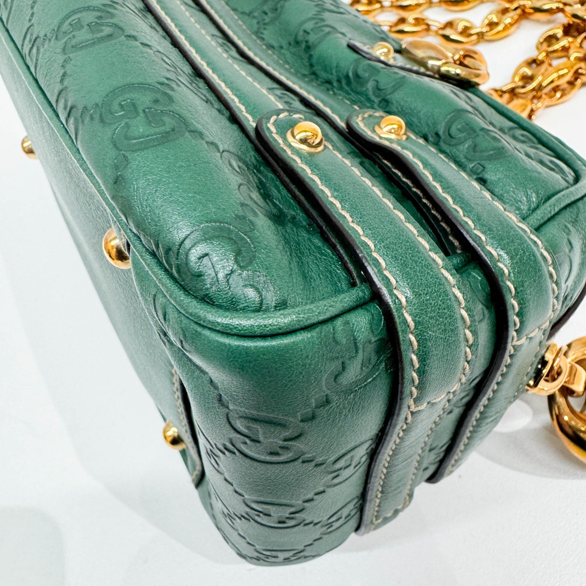 Green Guccissima Canvas Shoulder Bag