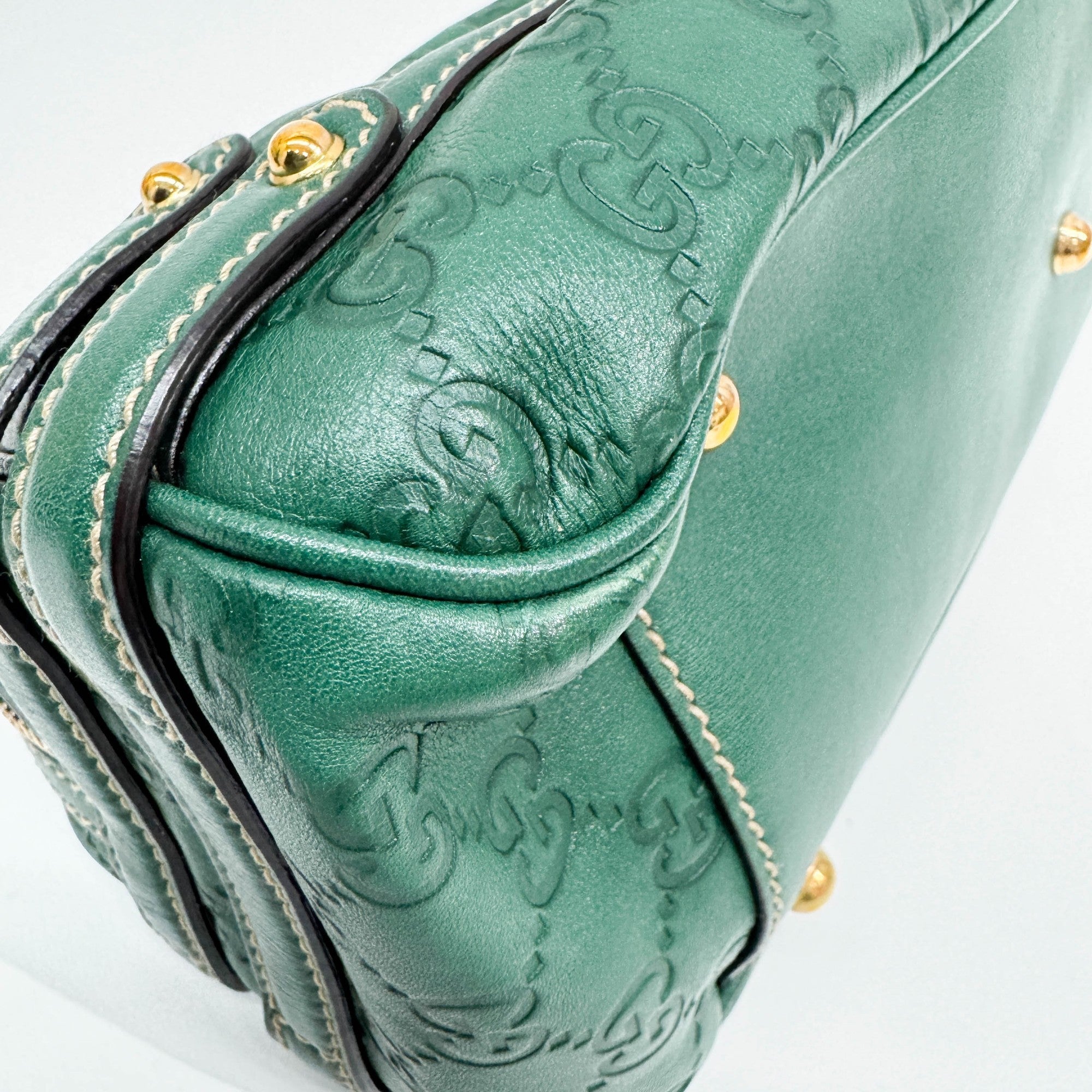 Green Guccissima Canvas Shoulder Bag