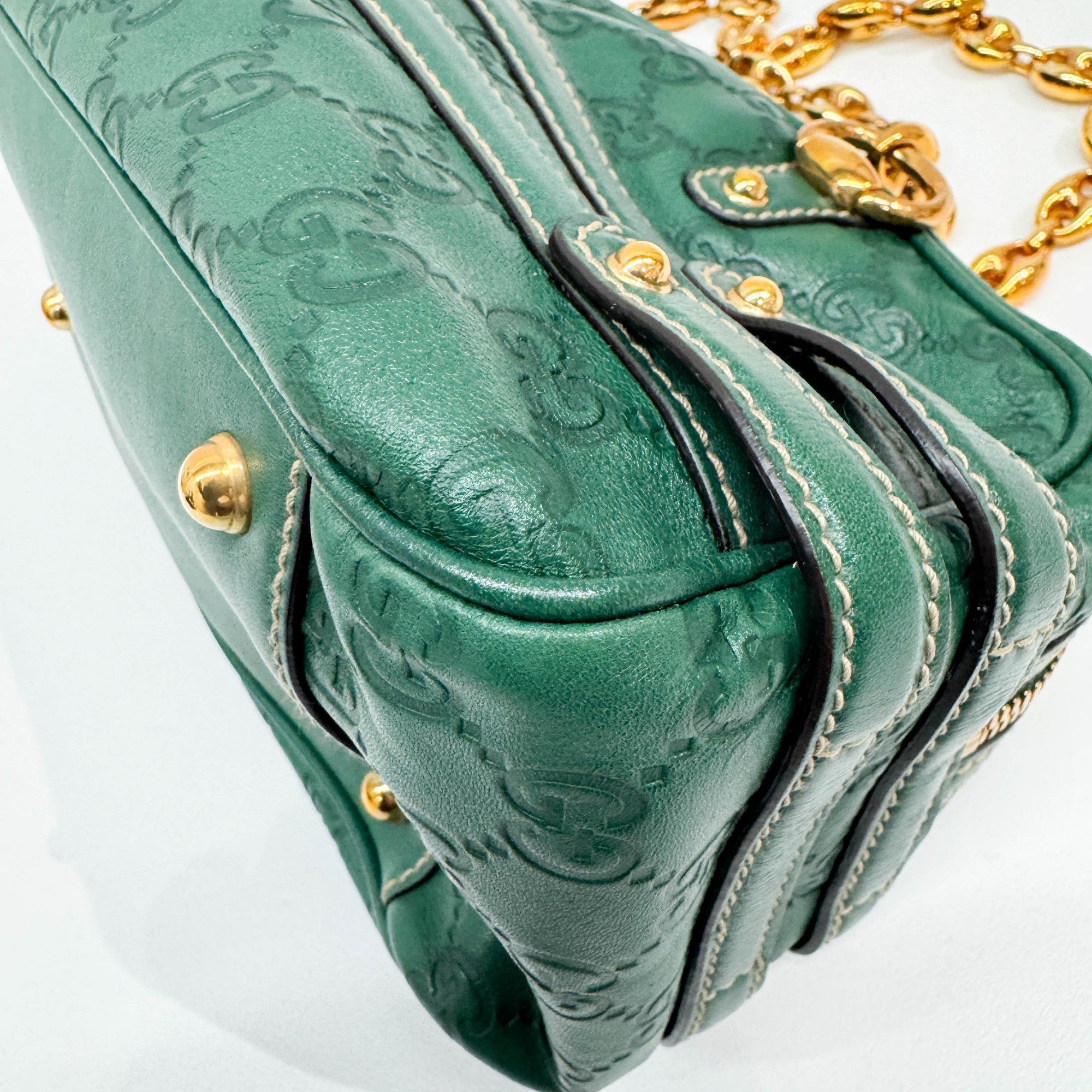 Green Guccissima Canvas Shoulder Bag