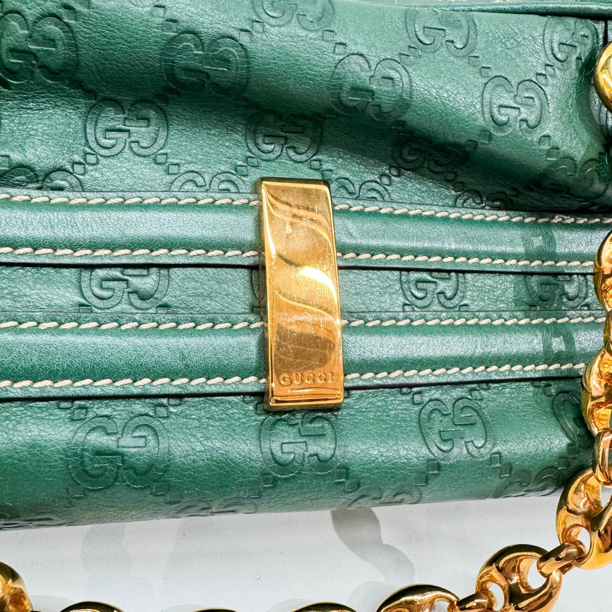 Green Guccissima Canvas Shoulder Bag