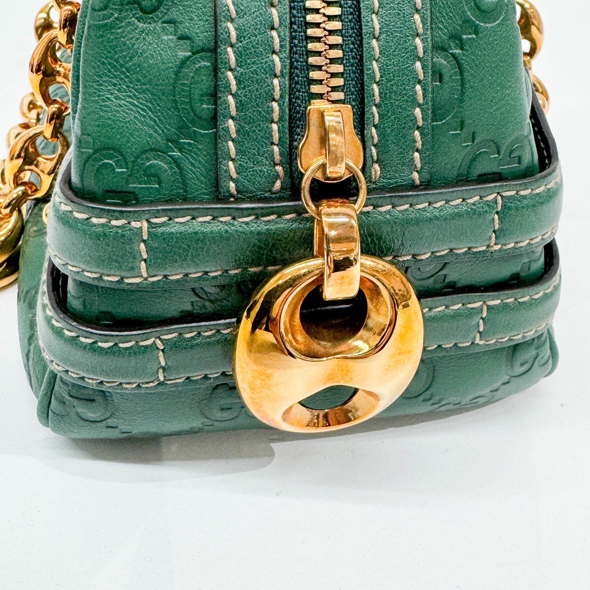 Green Guccissima Canvas Shoulder Bag