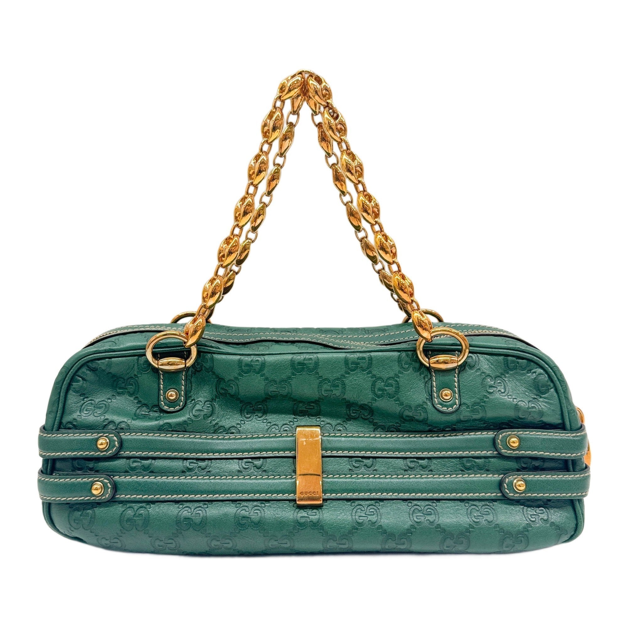 Green Guccissima Canvas Shoulder Bag