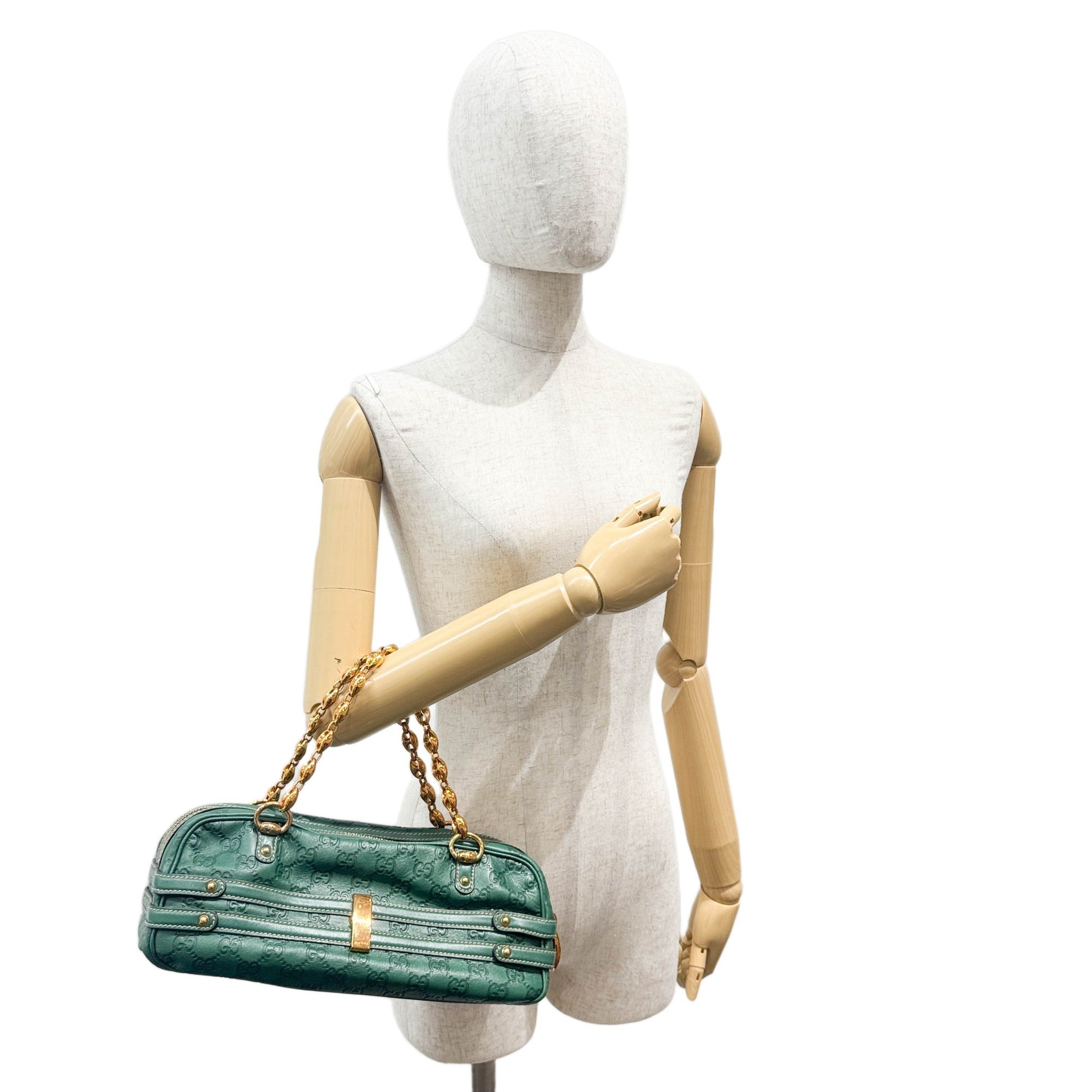 Green Guccissima Canvas Shoulder Bag