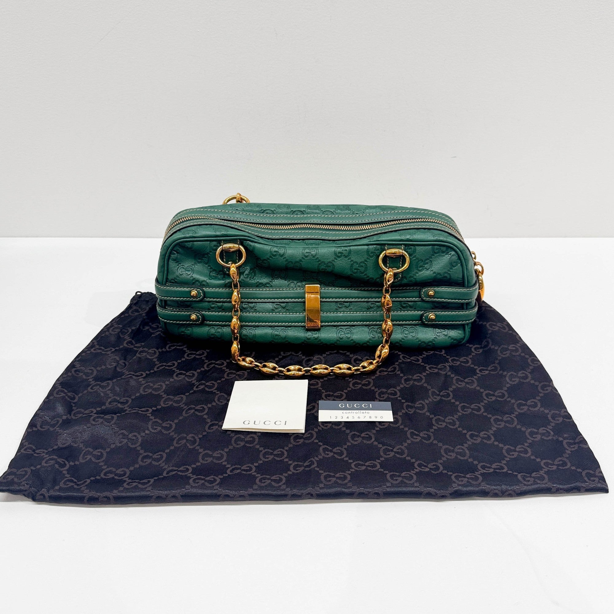 Green Guccissima Canvas Shoulder Bag