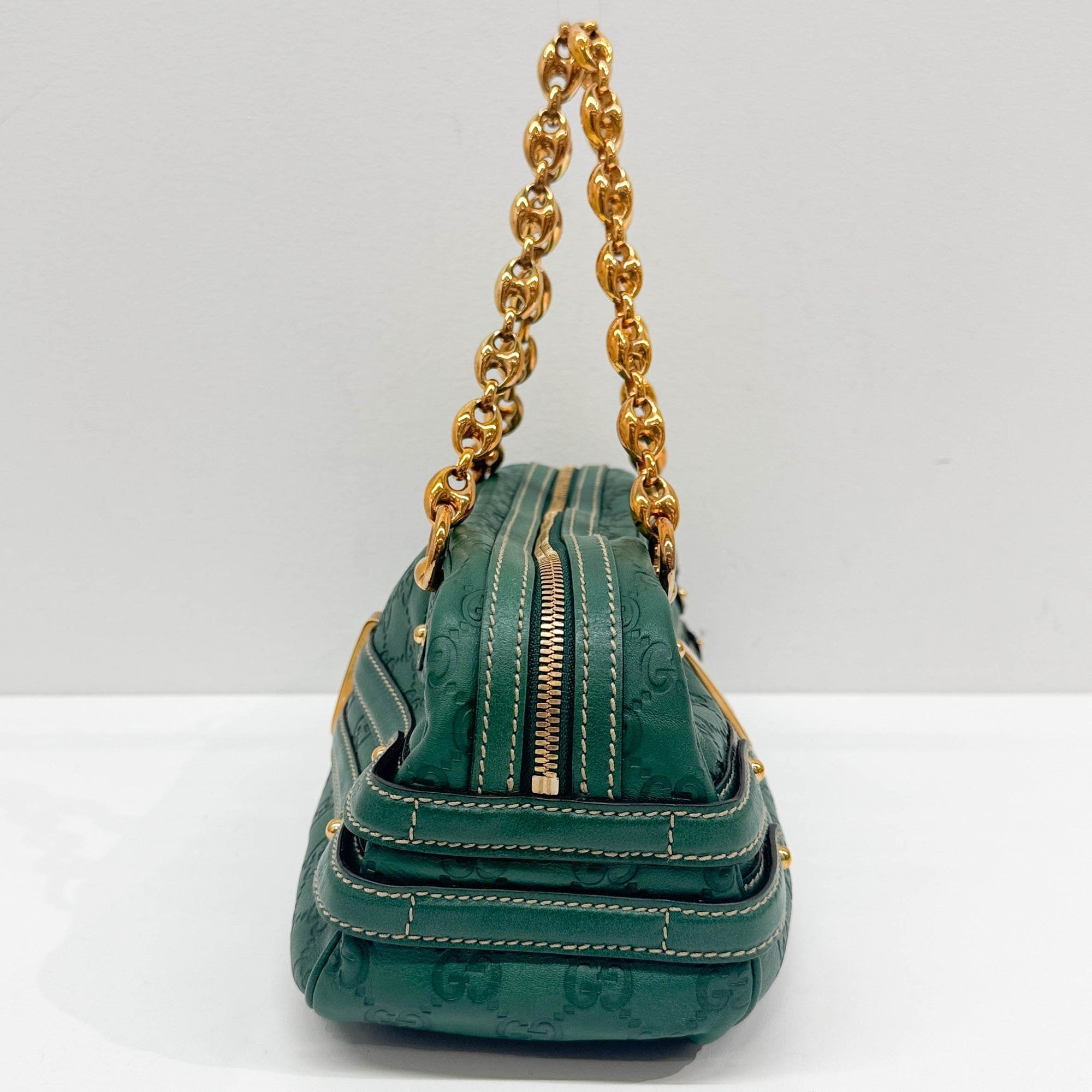 Green Guccissima Canvas Shoulder Bag