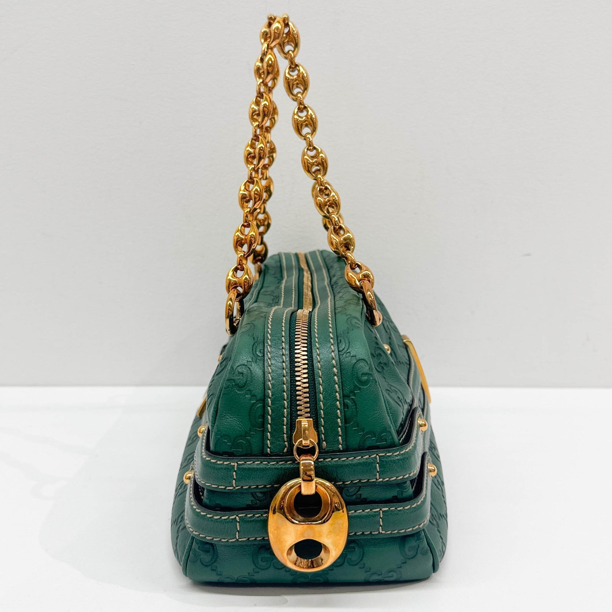 Green Guccissima Canvas Shoulder Bag