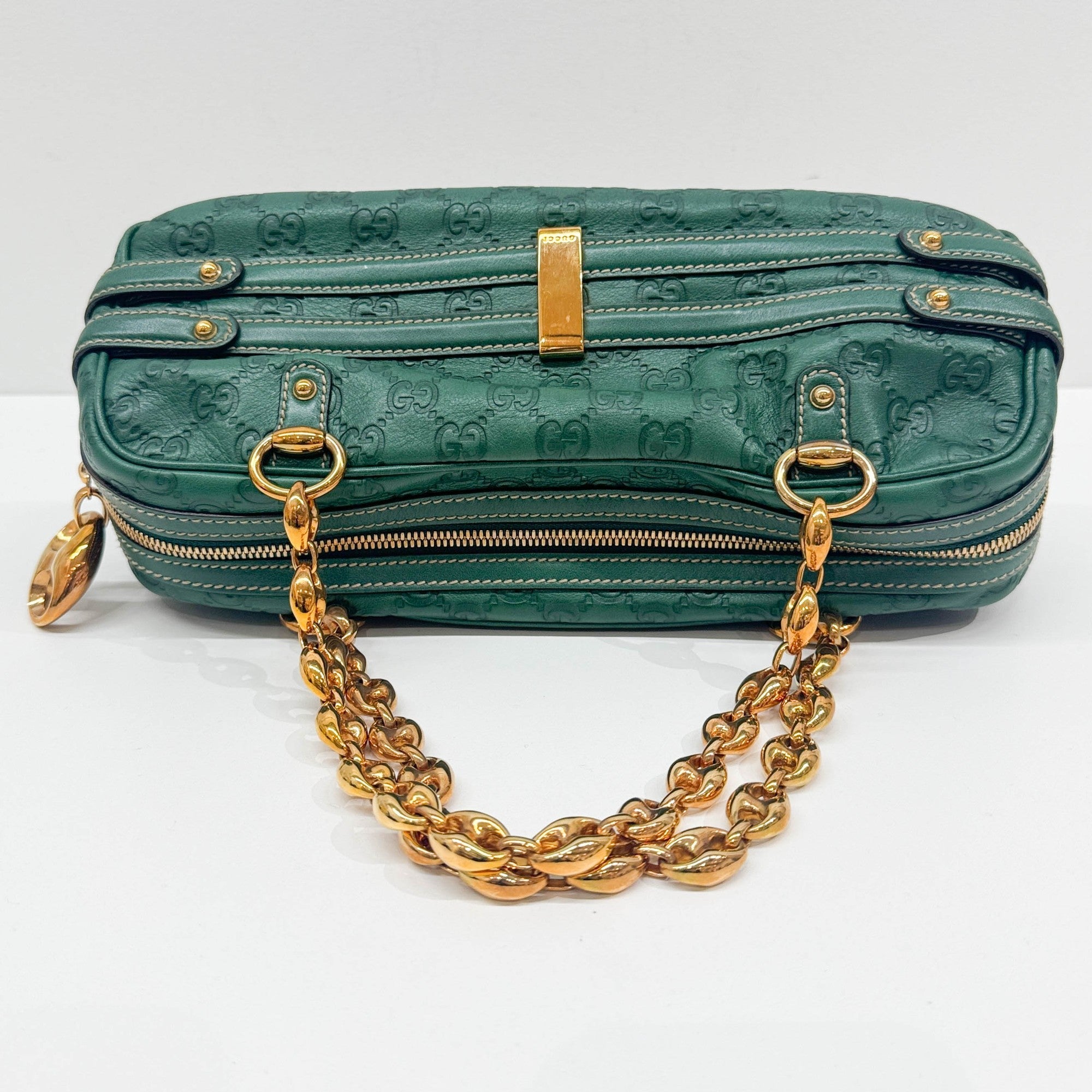 Green Guccissima Canvas Shoulder Bag