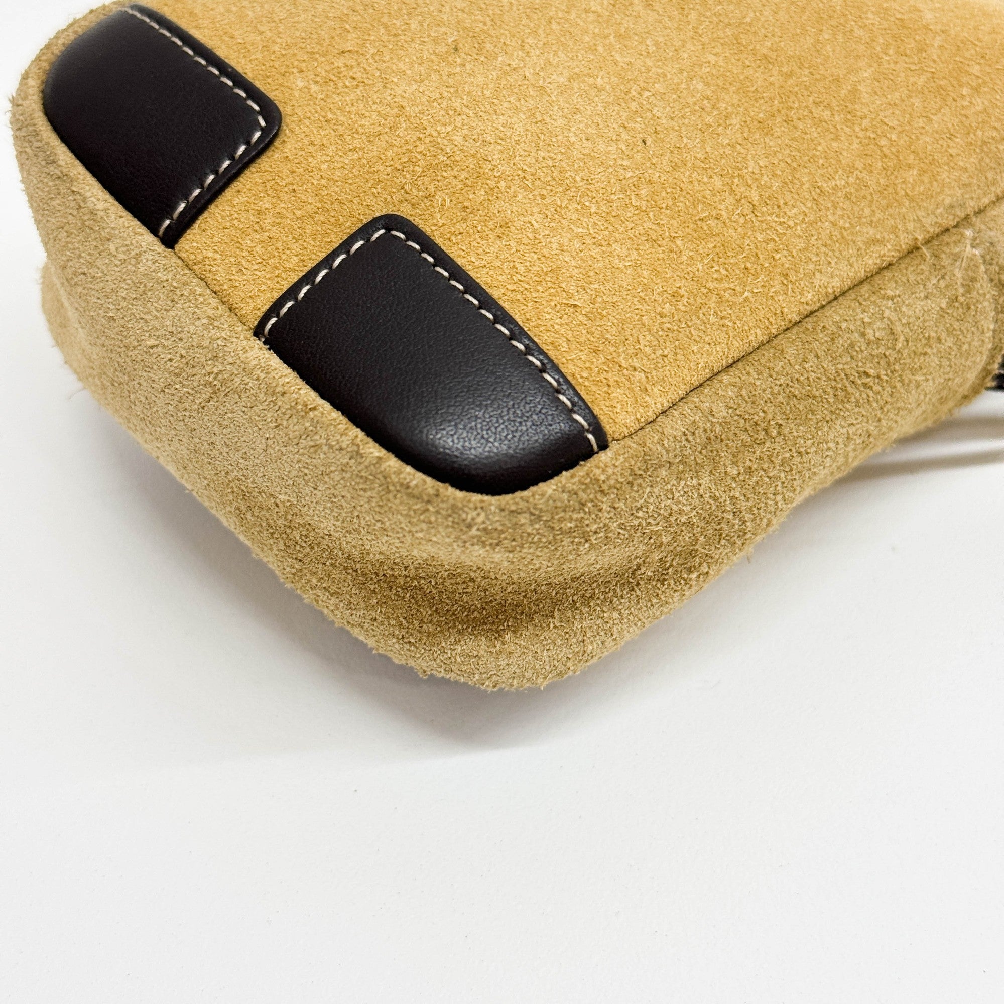 Mini Anagram Khaki Suede Hand Pouch