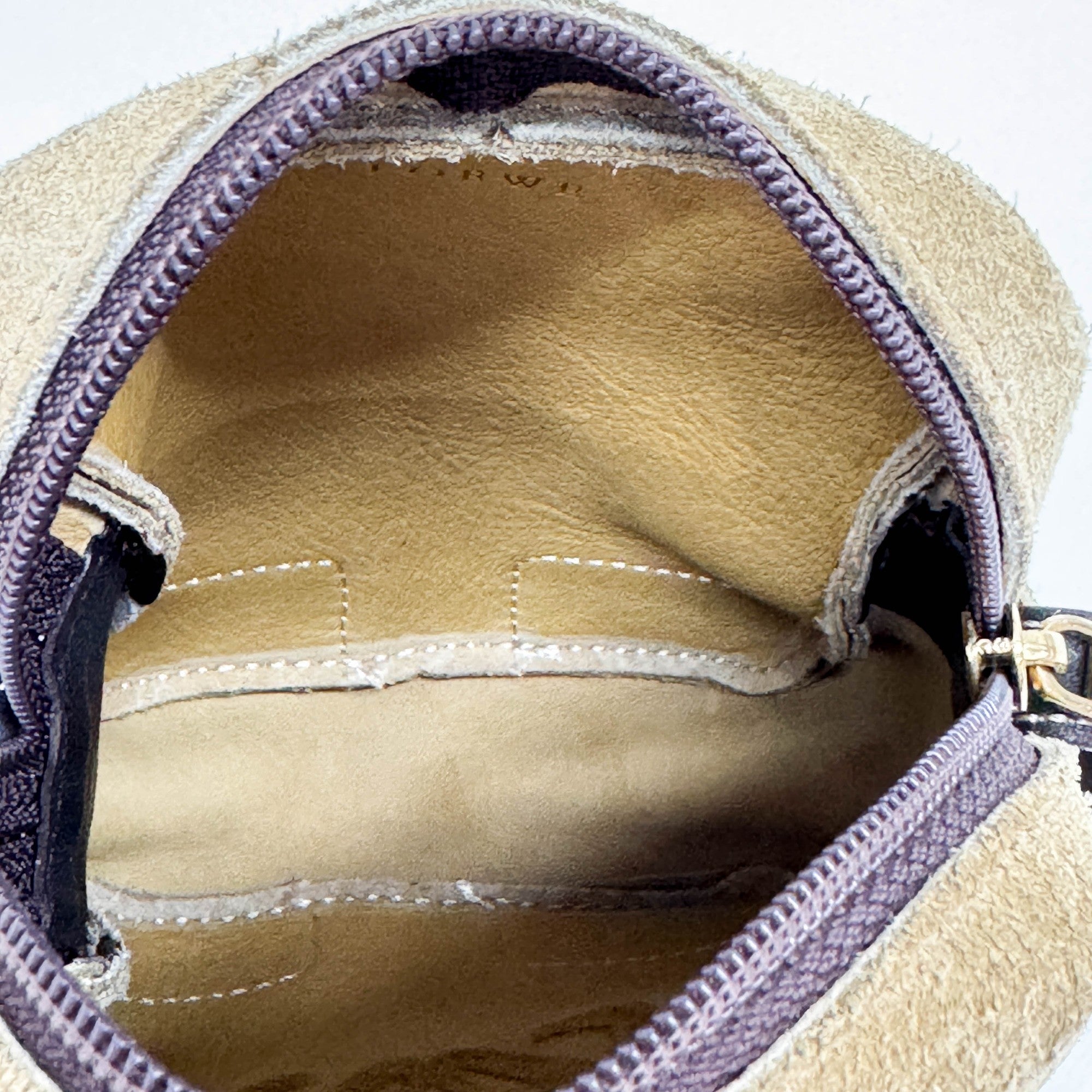 Mini Anagram Khaki Suede Hand Pouch