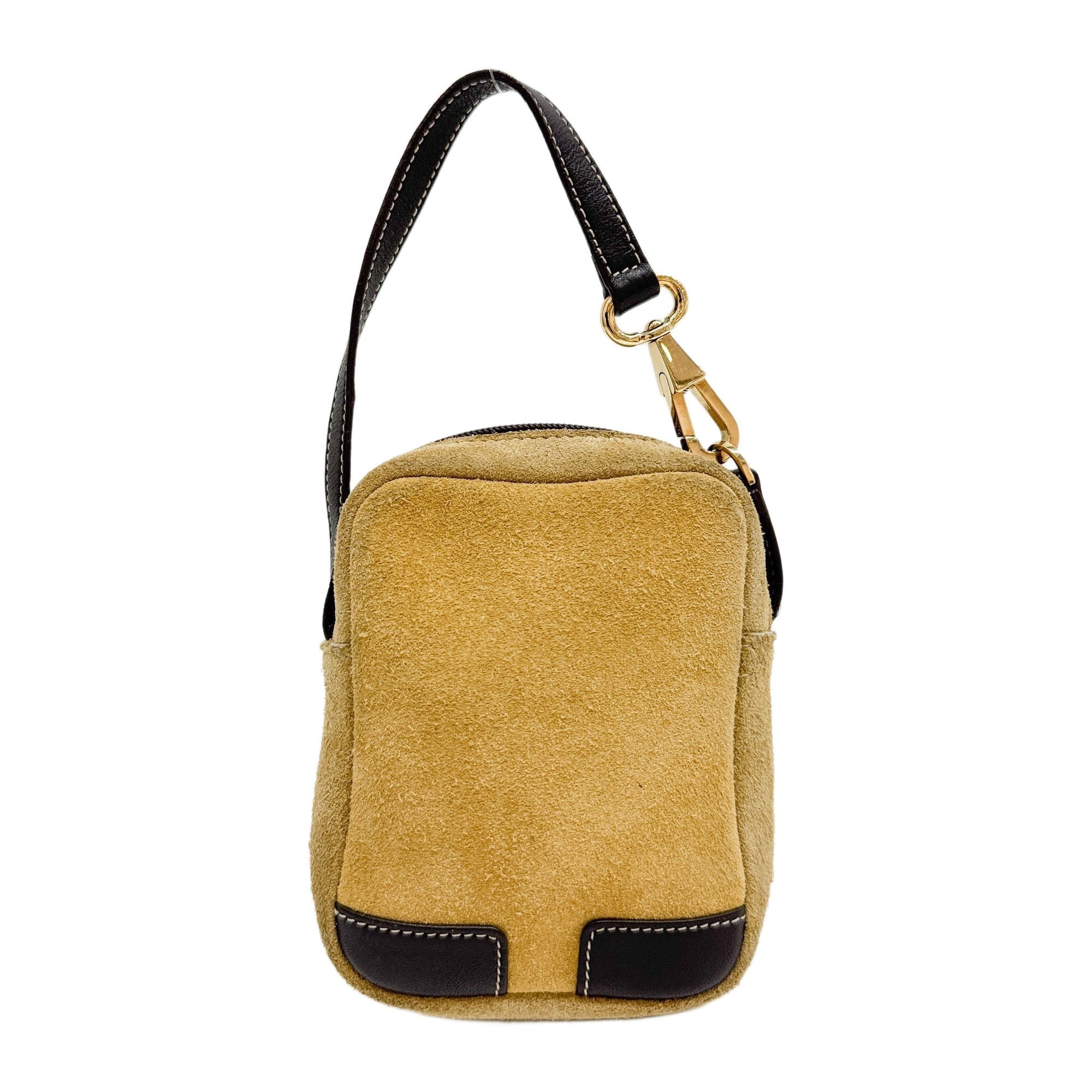 Mini Anagram Khaki Suede Hand Pouch