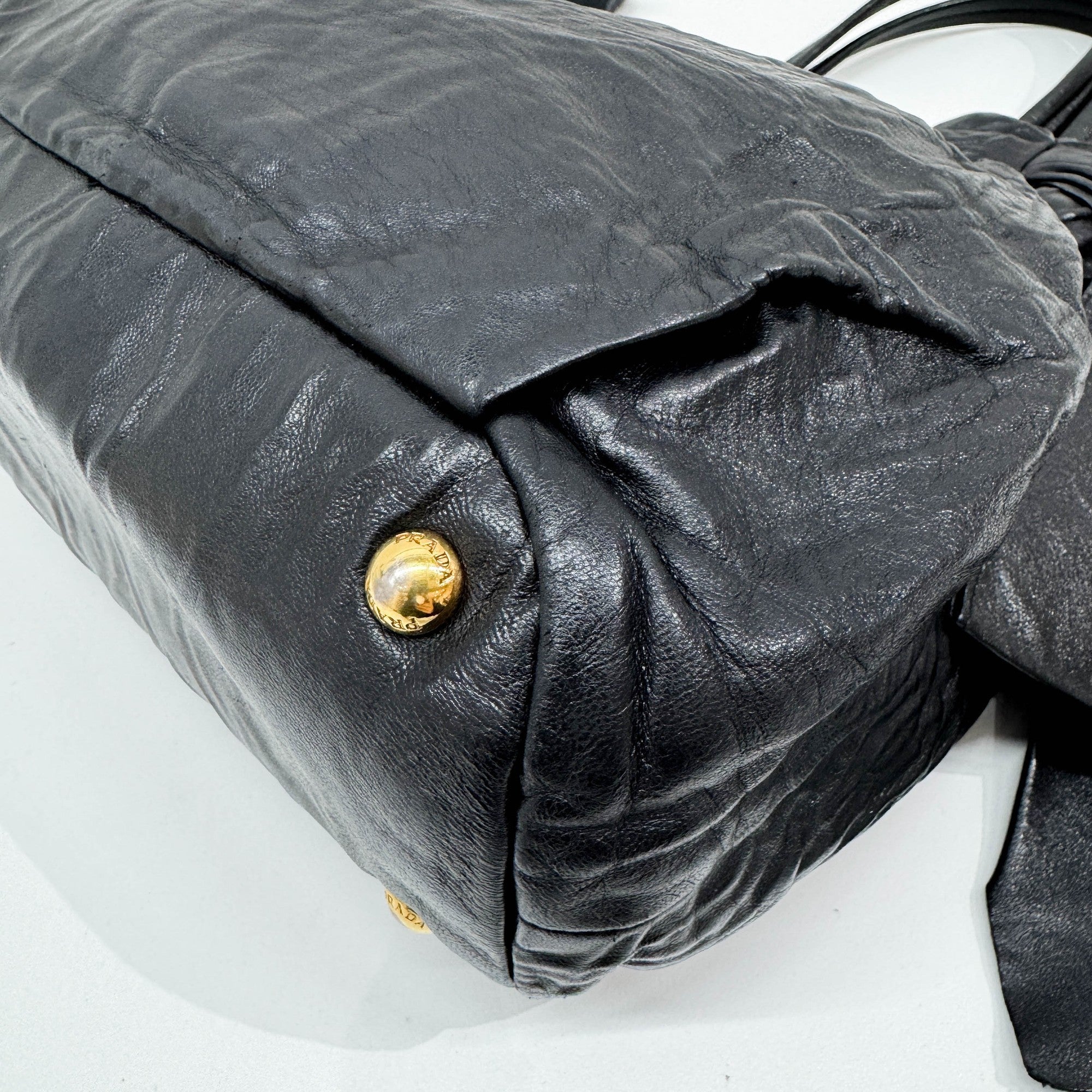 Bows Black Leather Tote Bag