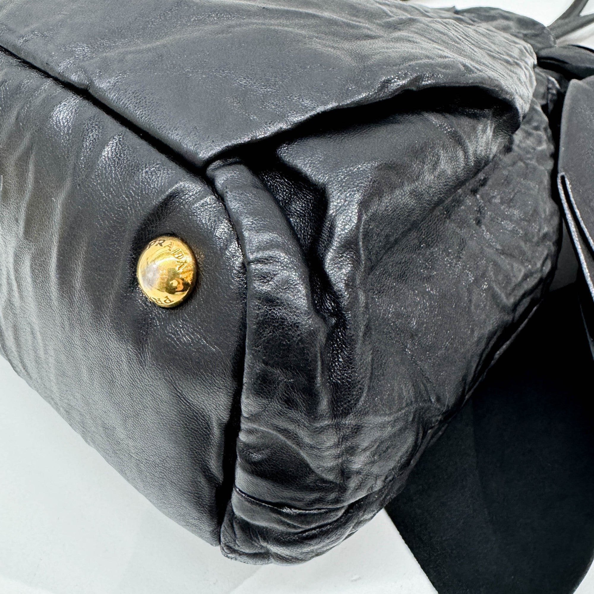 Bows Black Leather Tote Bag