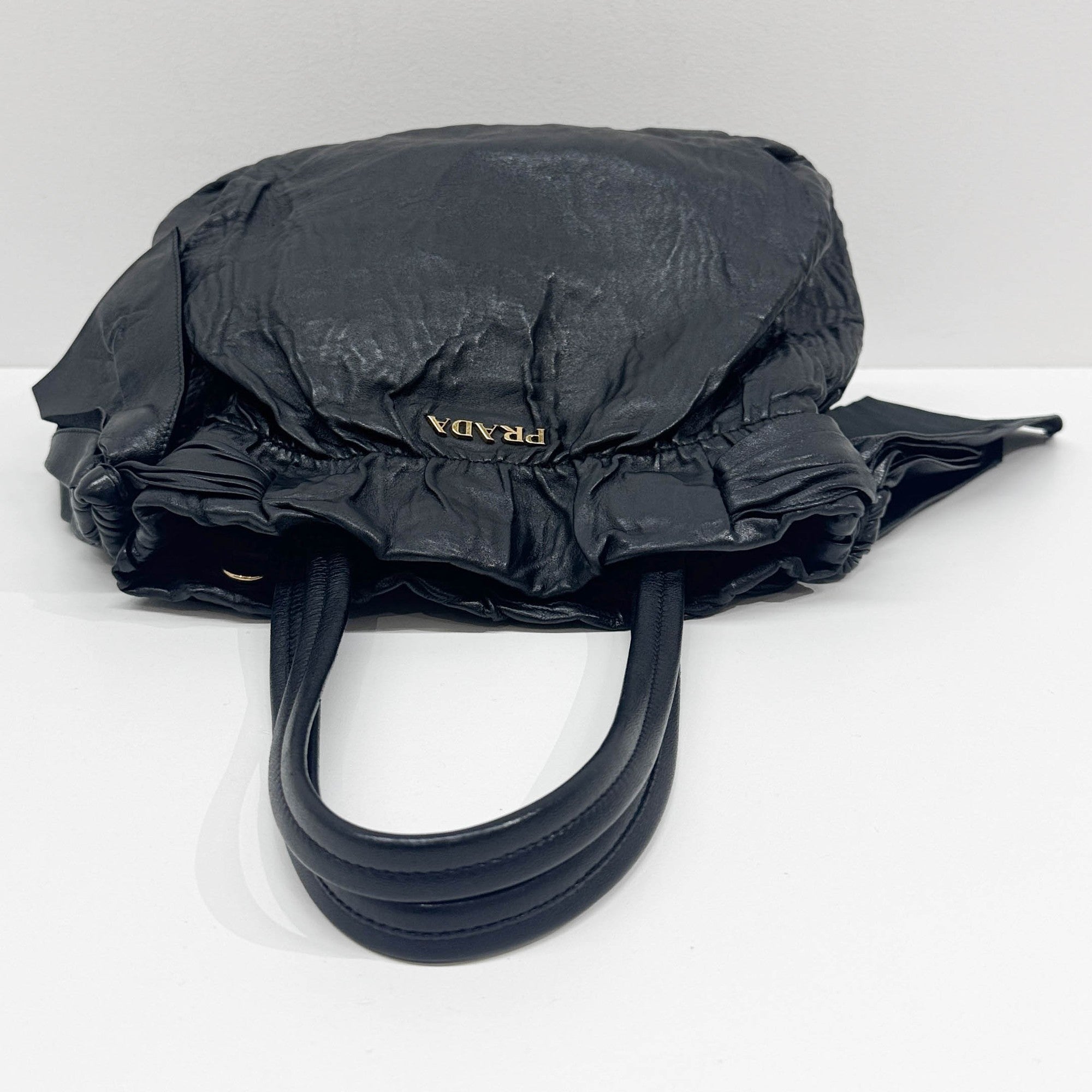 Bows Black Leather Tote Bag