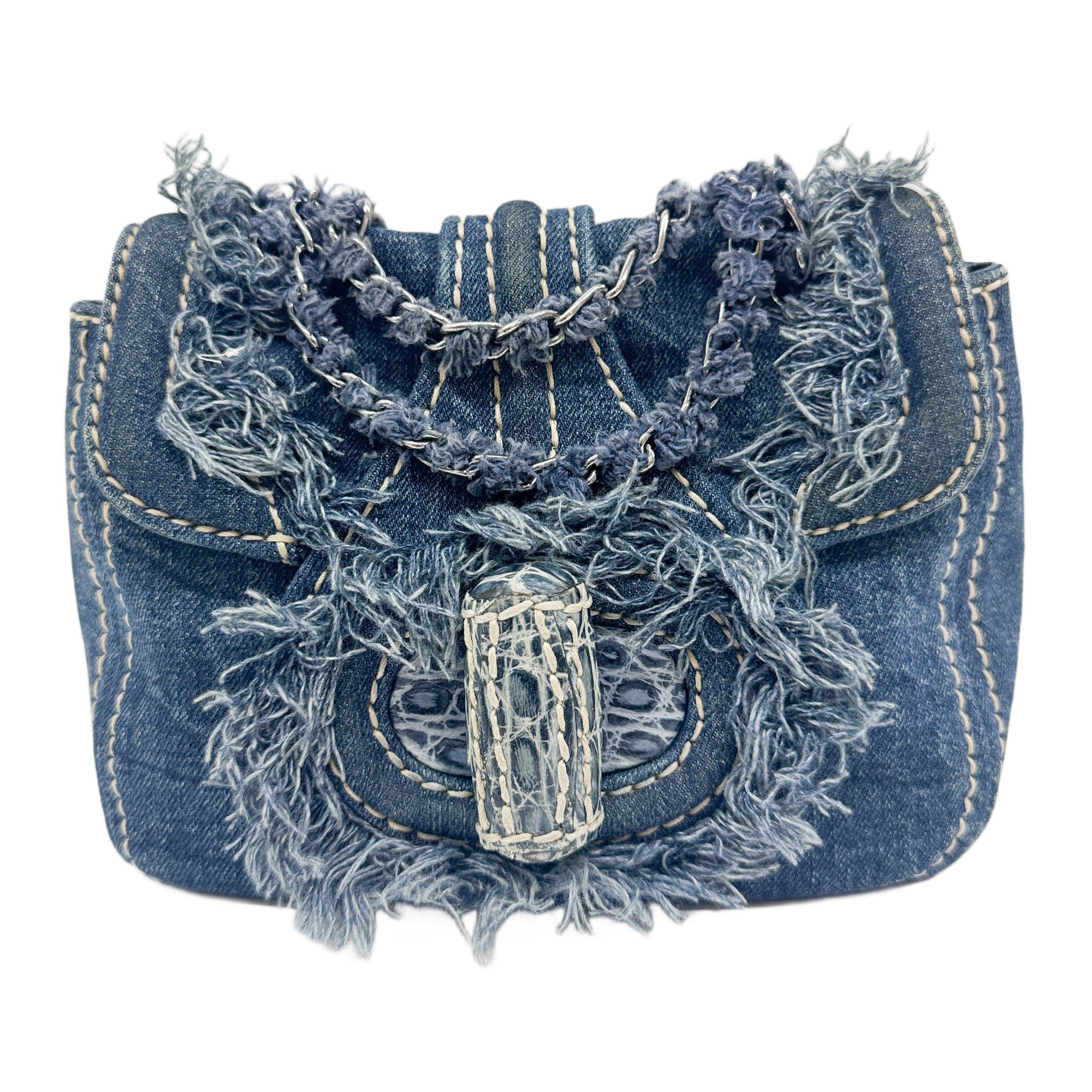 Navy Denim Shoulder Bag