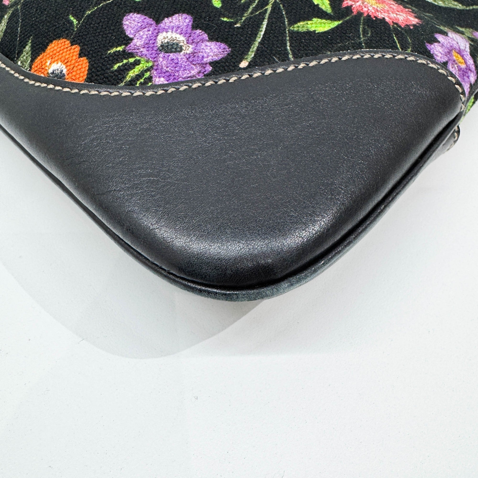 Jackie Floral Black Canvas Shoulder Bag