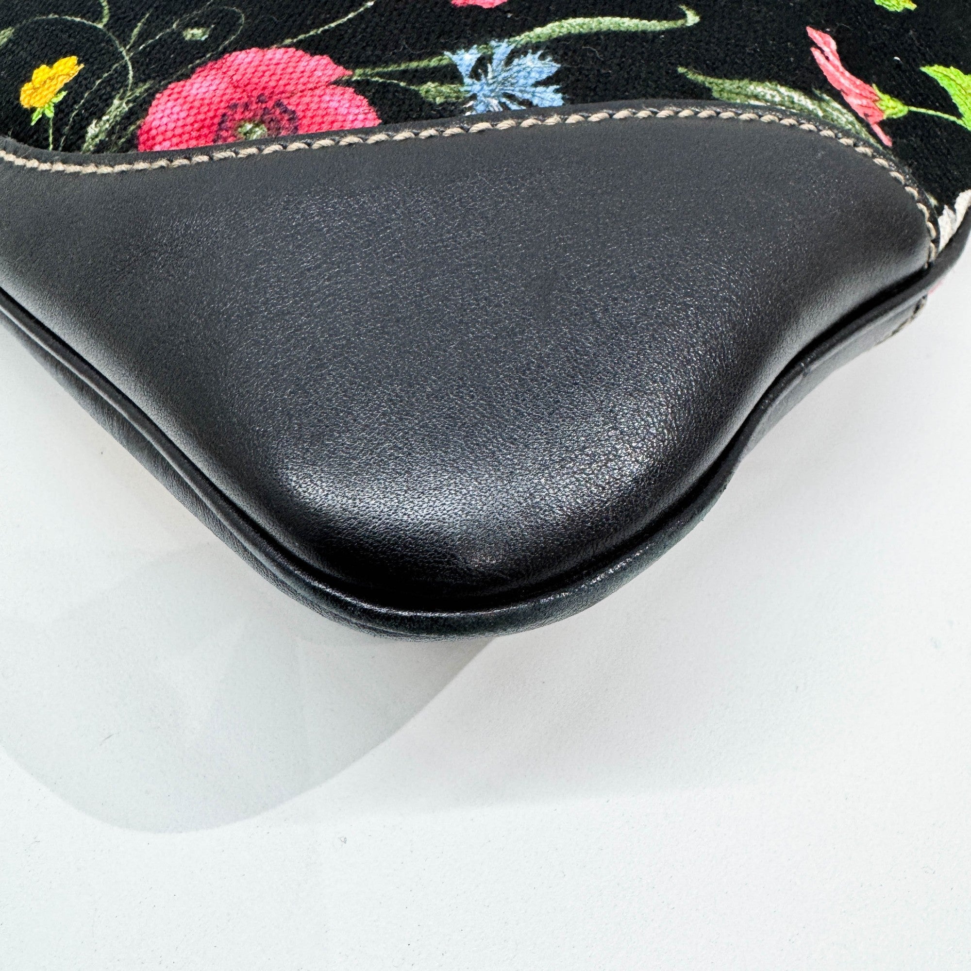 Jackie Floral Black Canvas Shoulder Bag