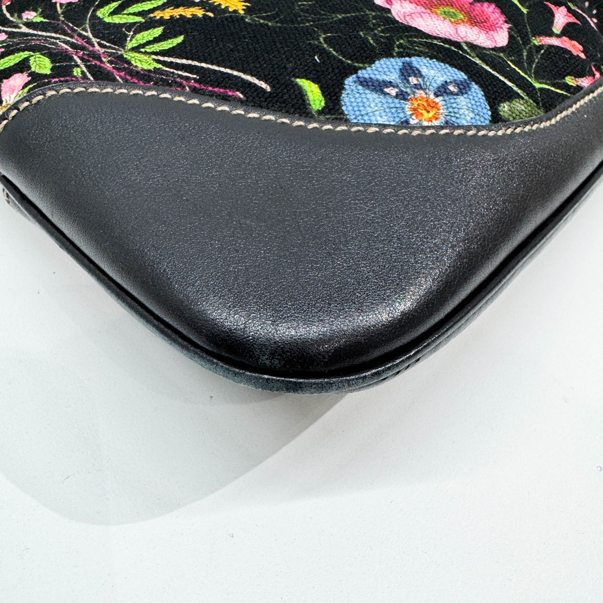 Jackie Floral Black Canvas Shoulder Bag